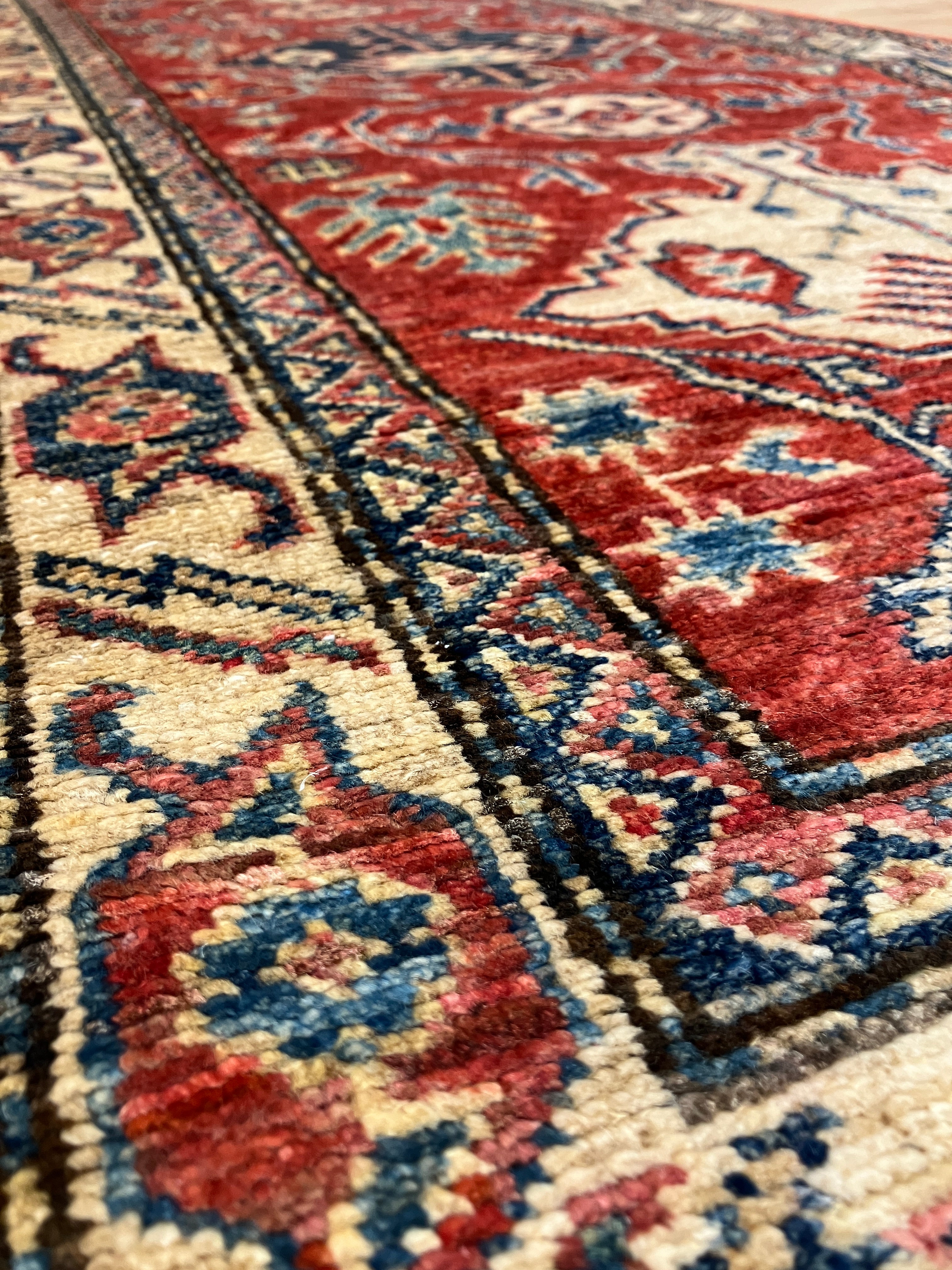 Super Kazak Runner - 2' 06" x 9' 02" -Red Multicolor - Hand Knotted Wool Traditional Classic Kazak Runner