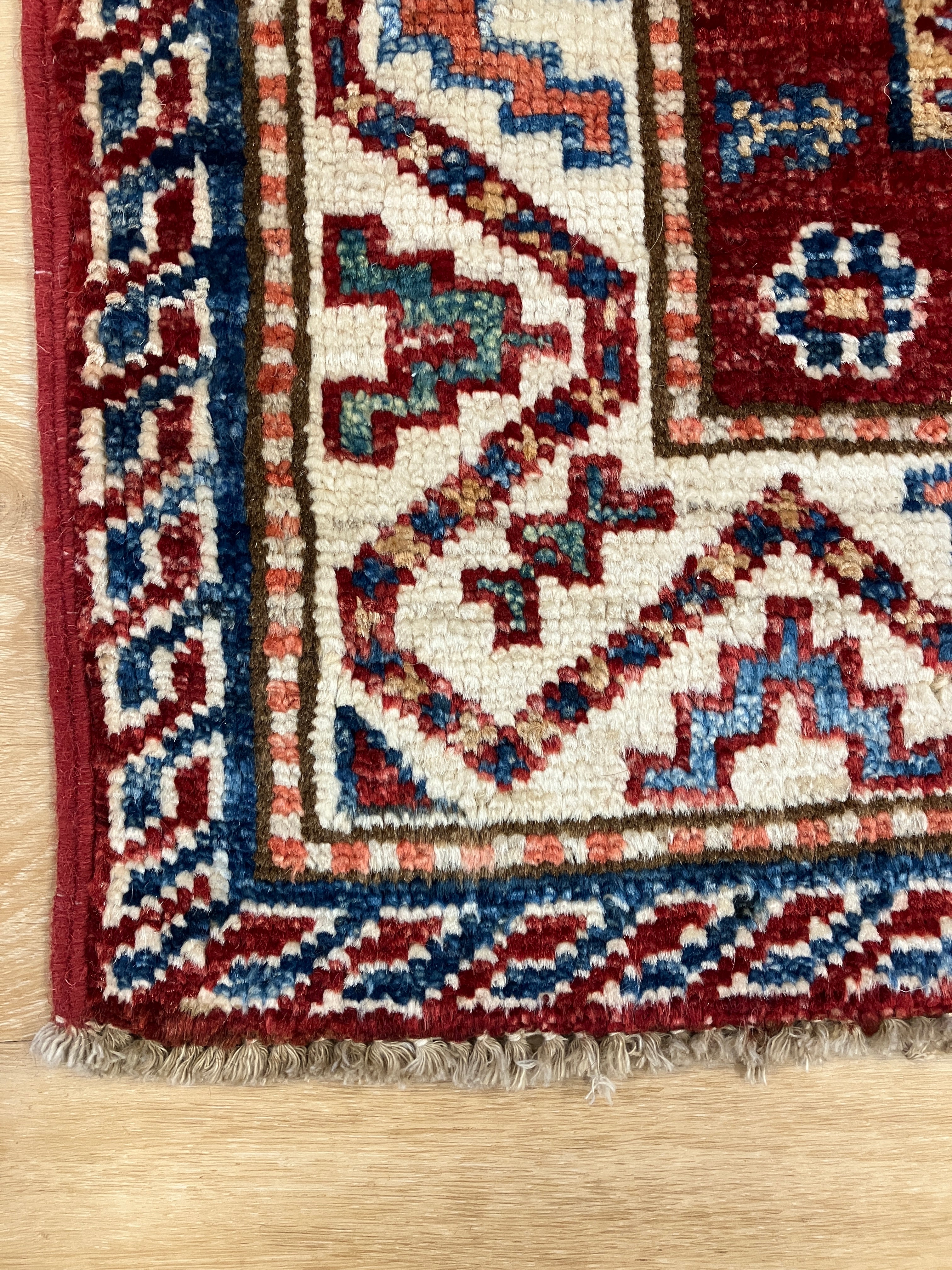 Super Kazak Runner - 2' 07" x 6' 09" -Red Multicolor - Hand Knotted Wool Traditional Classic Kazak Runner