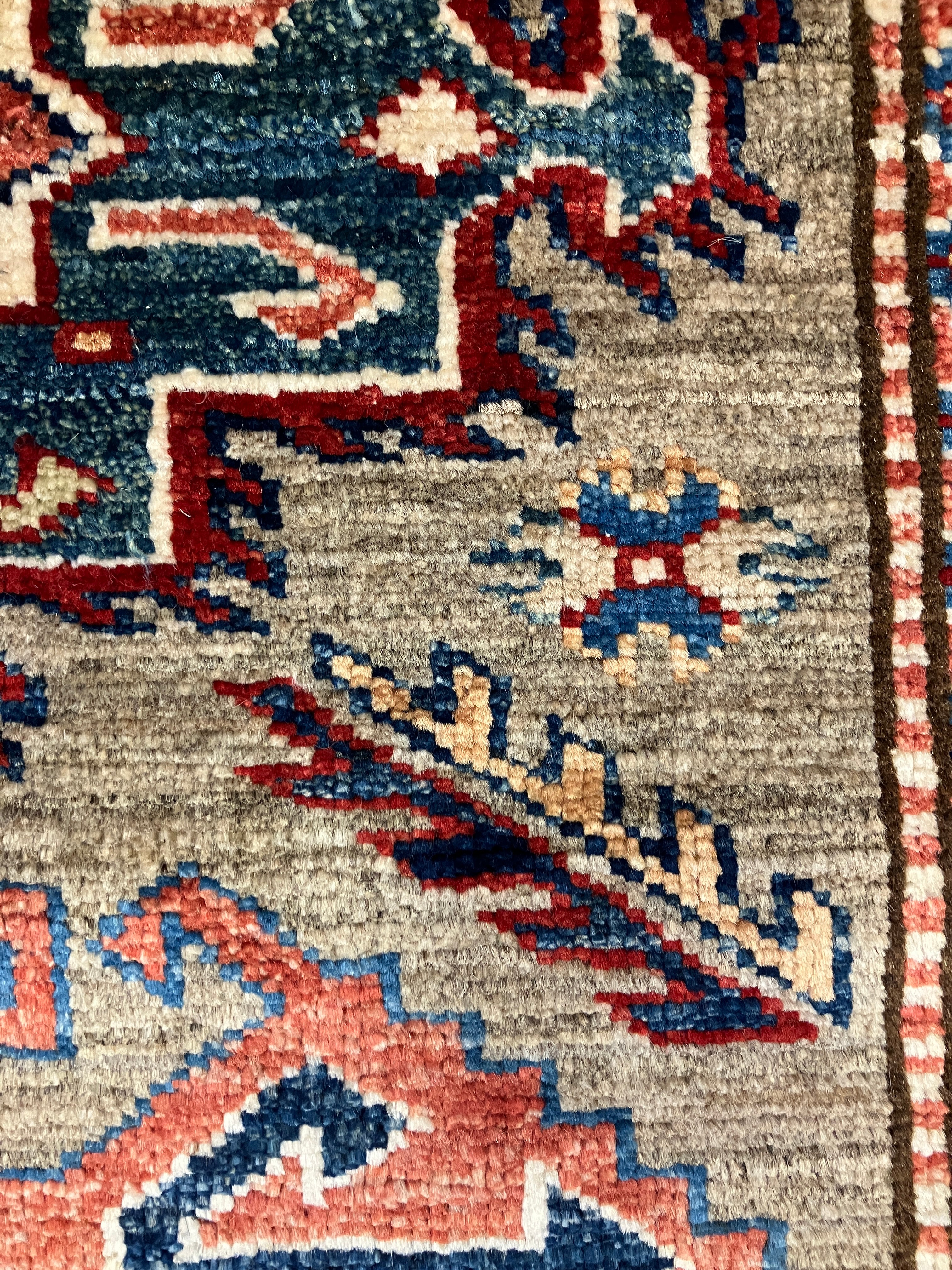 Super Kazak Runner - 2' 06" x 6' 10" - Grey Multicolor - Hand Knotted Wool Traditional Classic Kazak Runner