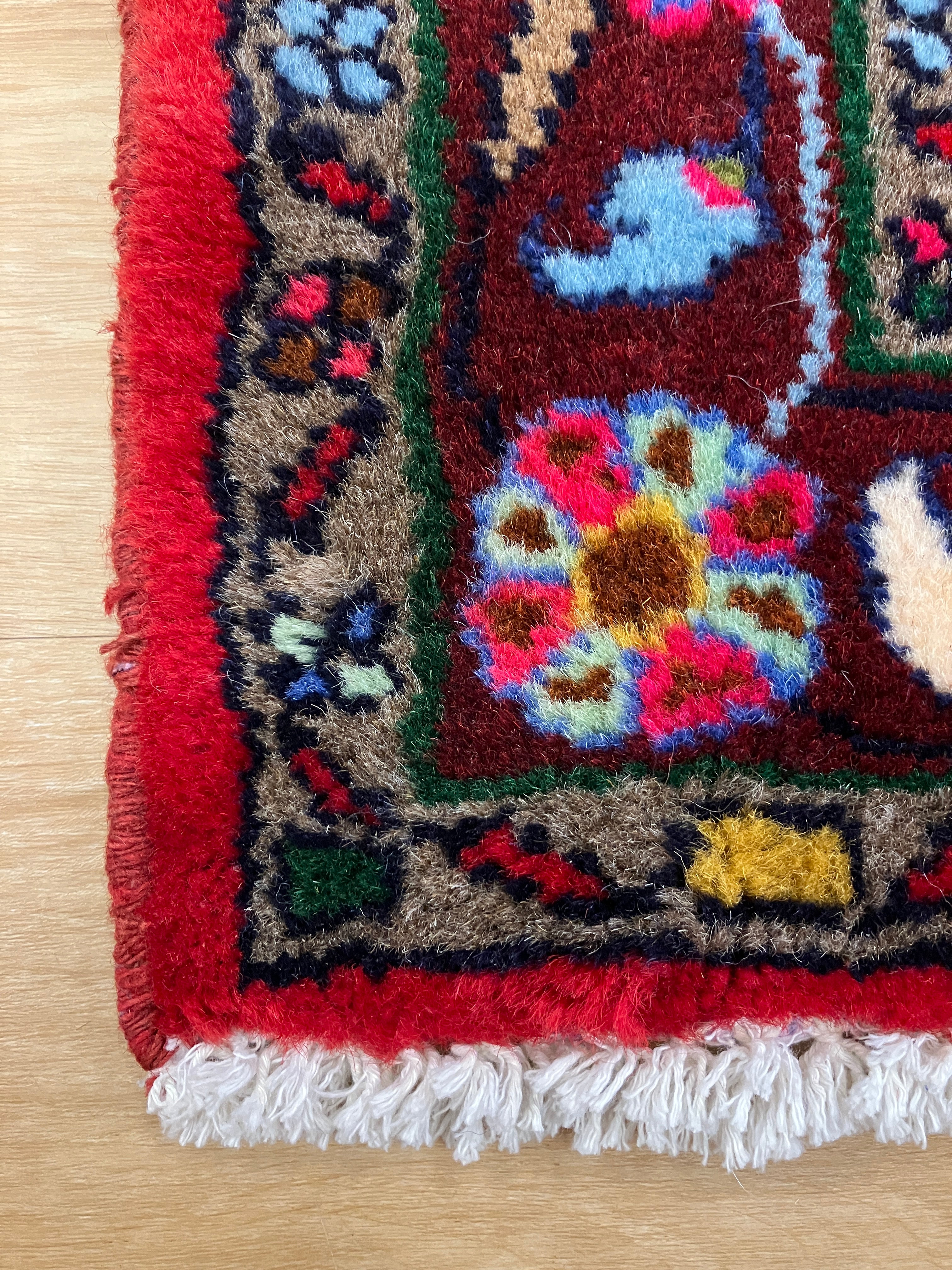 Hamadan Runner - 2' 09" x 9' 01" - Red Floral Multicolor - Hand Knotted Wool Traditional Classic Runner