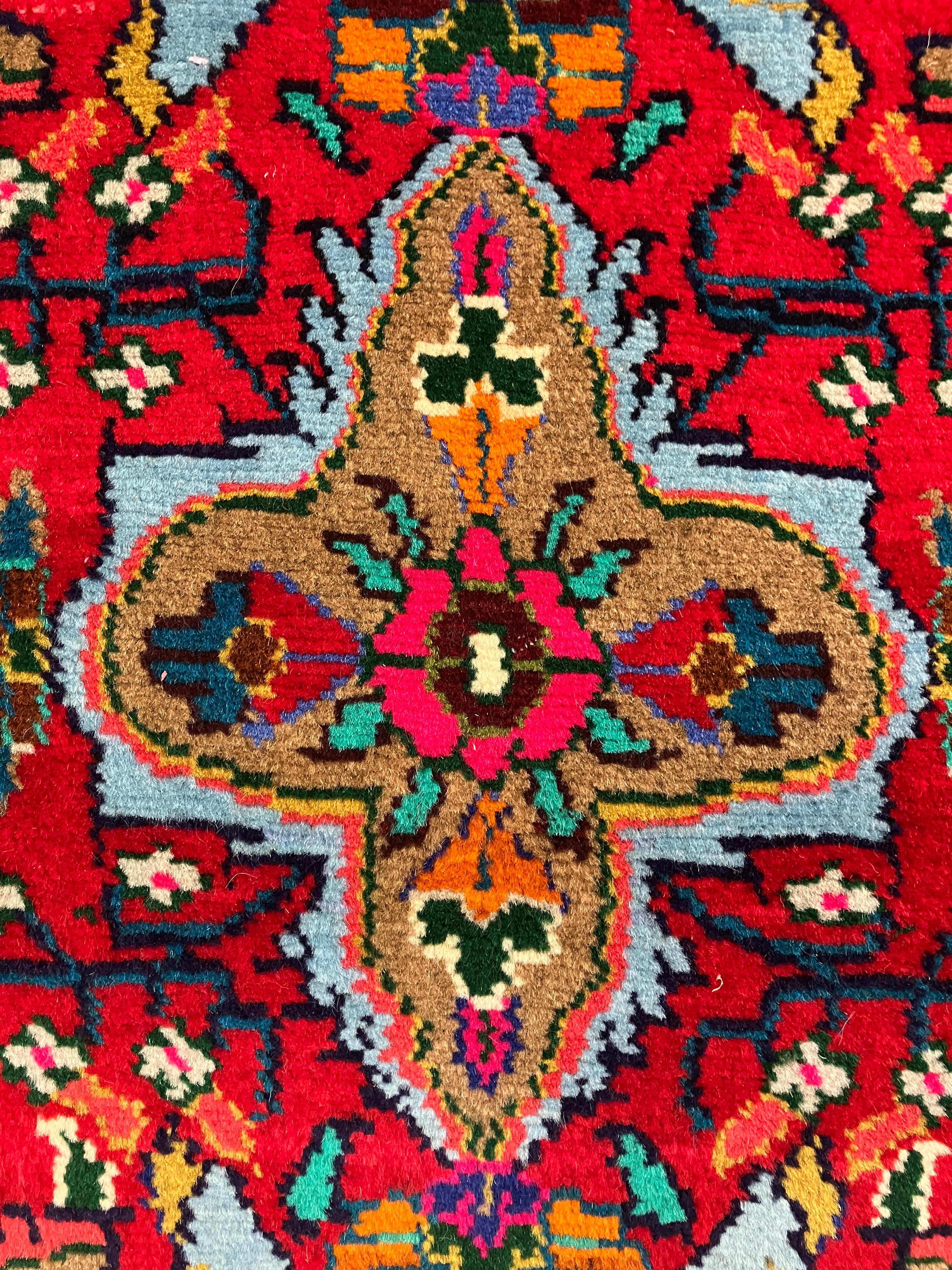 Hamadan Runner - 2' 09" x 9' 01" - Red Floral Multicolor - Hand Knotted Wool Traditional Classic Runner