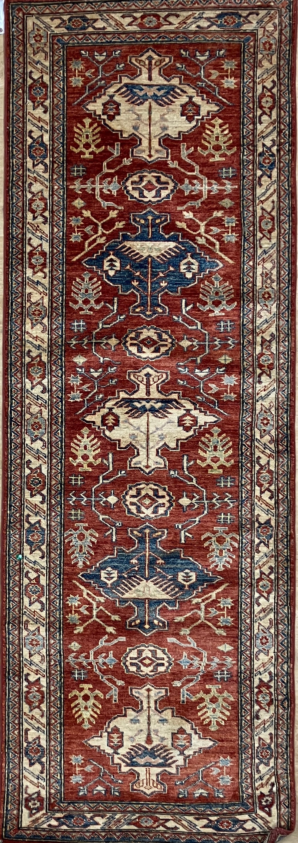 Super Kazak Runner - 3' 00" x 8' 09" - Red Multicolor - Hand Knotted Wool Traditional Classic Kazak Runner