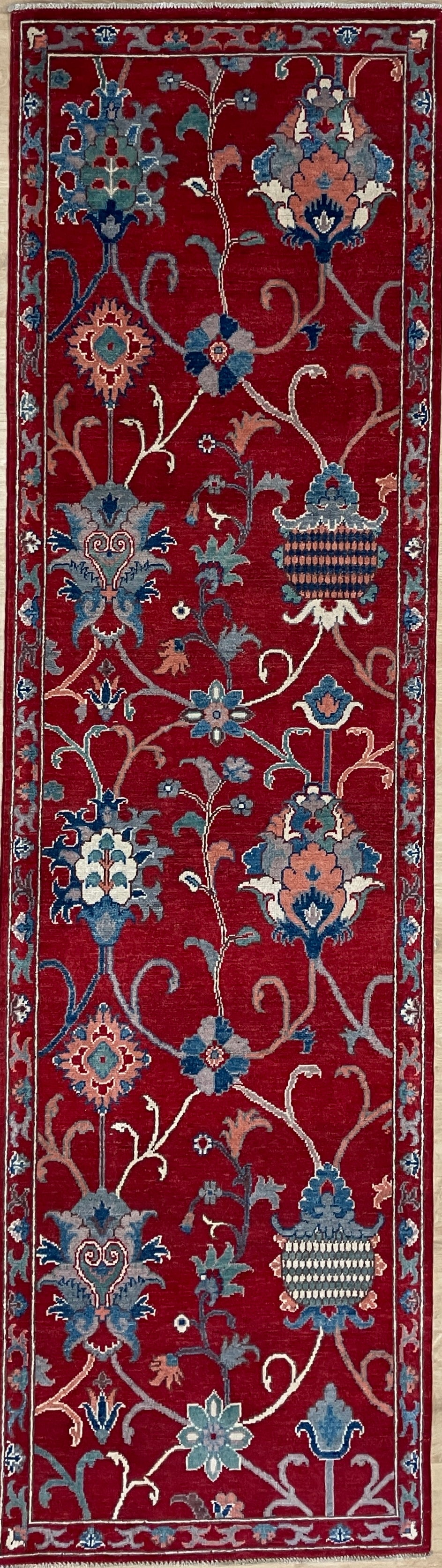 Floral Kazak Runner - 2' 08" x 9' 07" - Red Multicolor - Hand Knotted Wool Traditional Kazak Runner