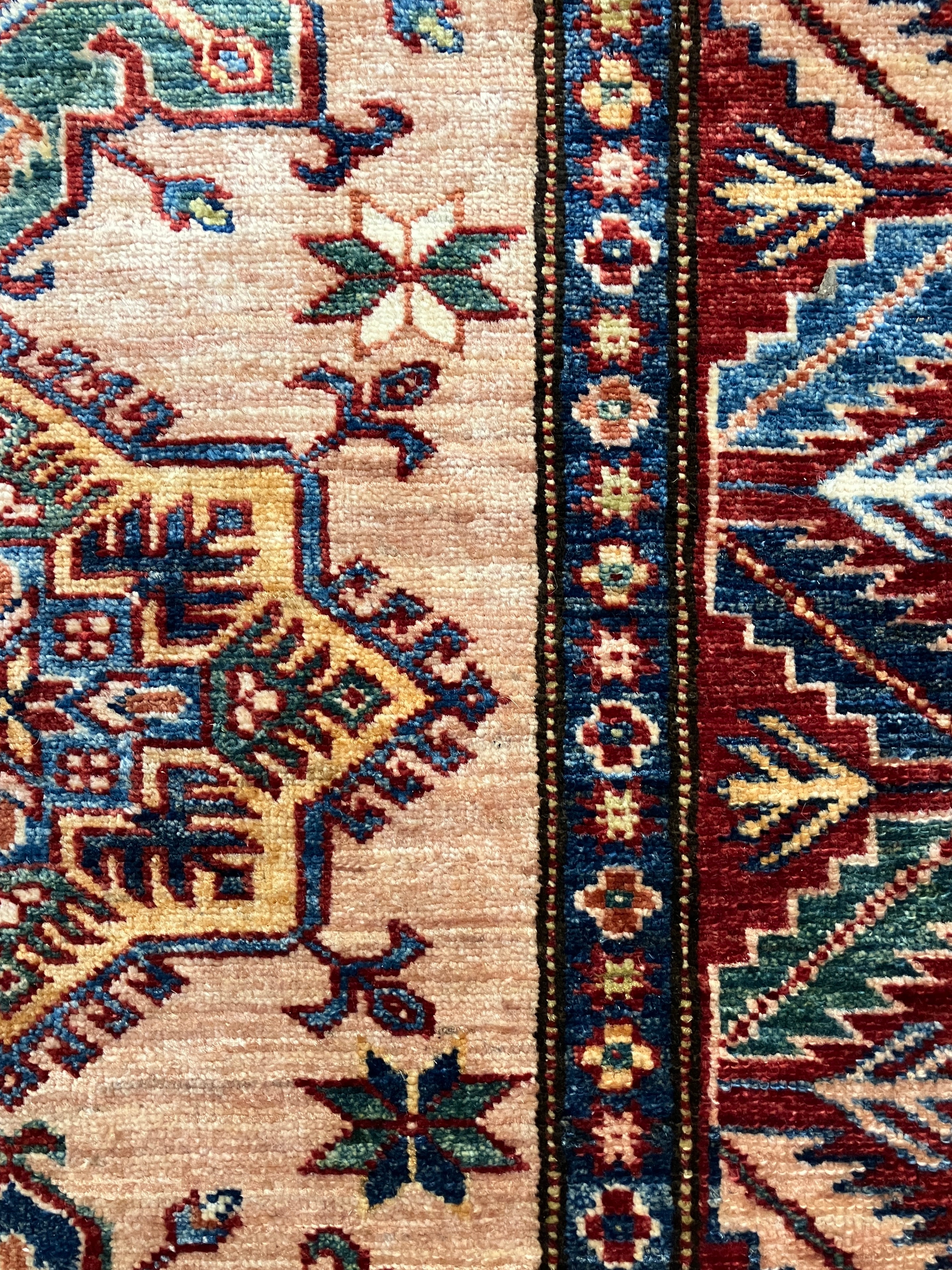 Super Kazak Runner - 2' 08" x 8' 03" - Coral Pink Multicolor - Hand Knotted Wool Traditional Classic Kazak Runner