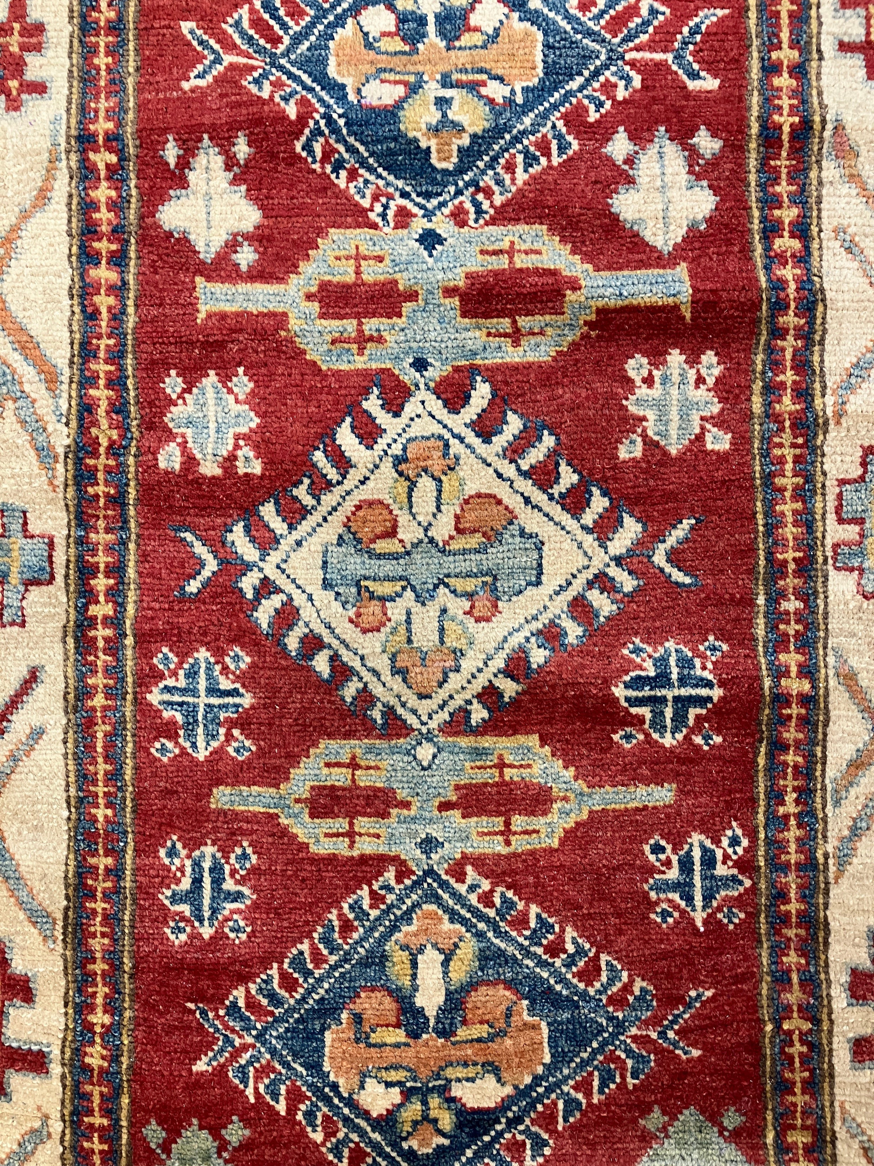 Super Kazak Runner - 2' 09" x 9' 00" - Red Multicolor - Hand Knotted Wool Traditional Classic Kazak Runner