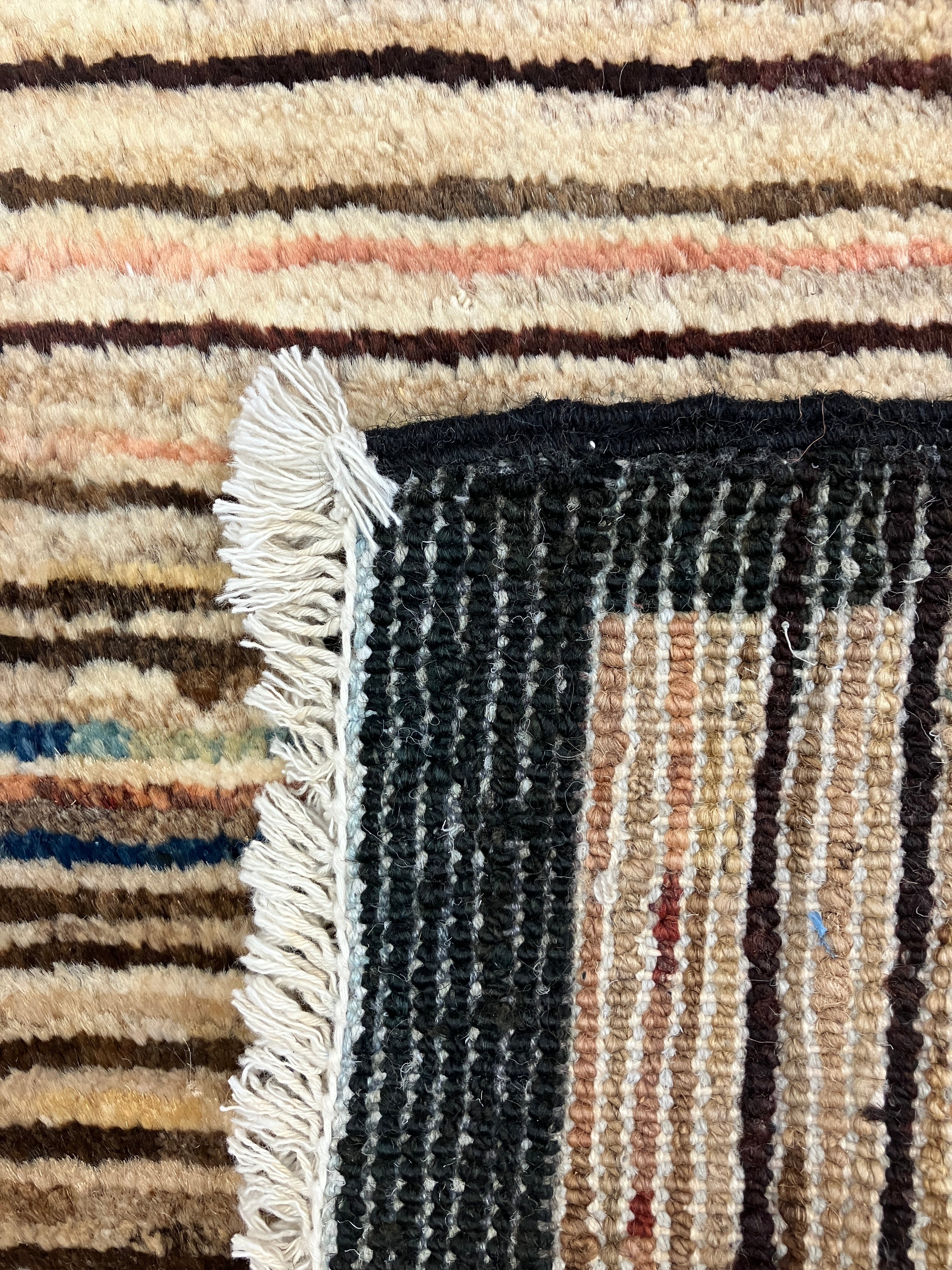 Gabbeh Kashkoli - 2' 06" x 3' 11" - Beige, Brown & Multicolor - Hand Knotted Tribal Rustic Wool Rug Mat