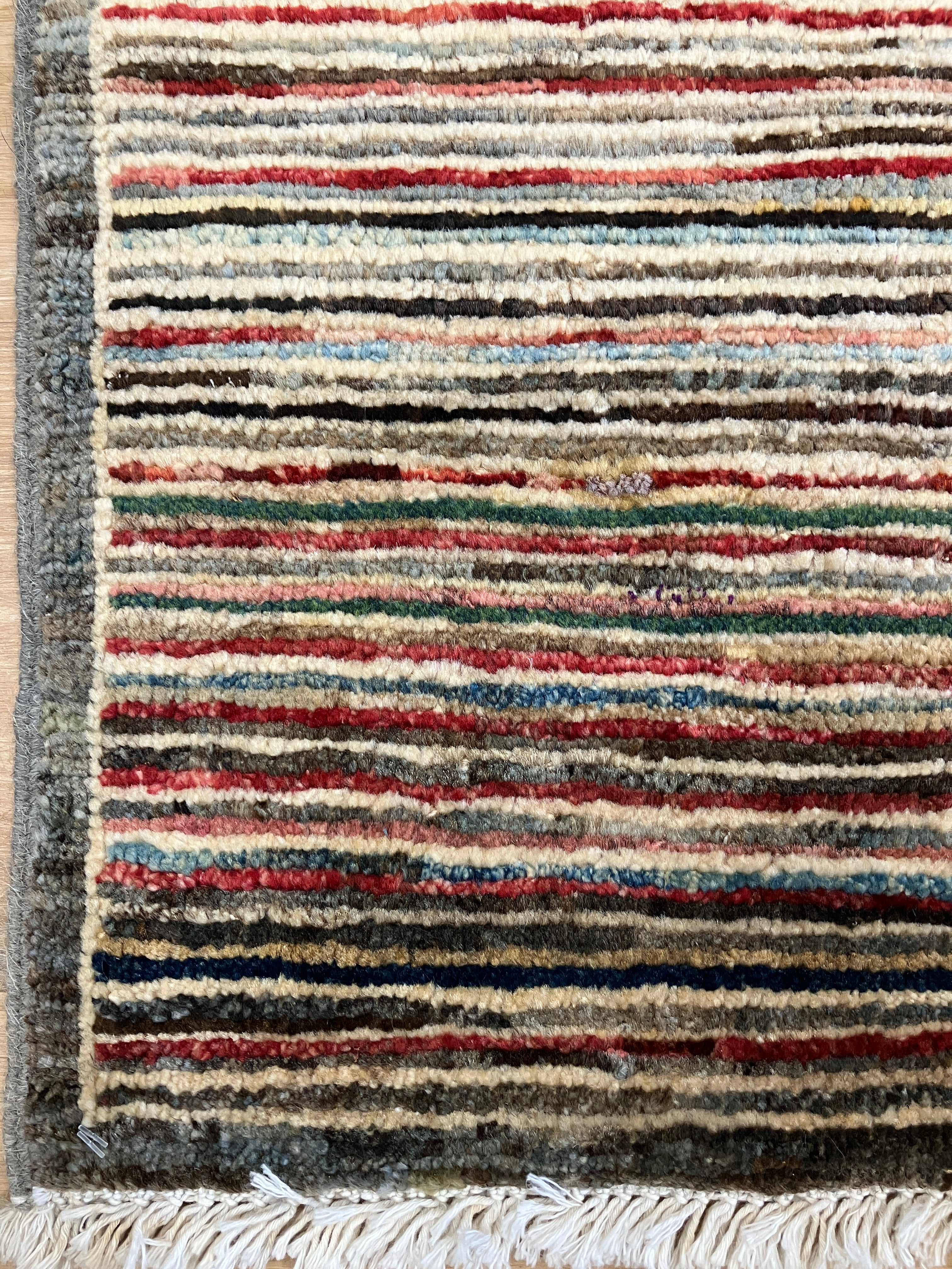 Gabbeh Kashkoli - 2' 06" x 3' 10" - Beige, Brown & Multicolor - Hand Knotted Tribal Rustic Wool Rug Mat