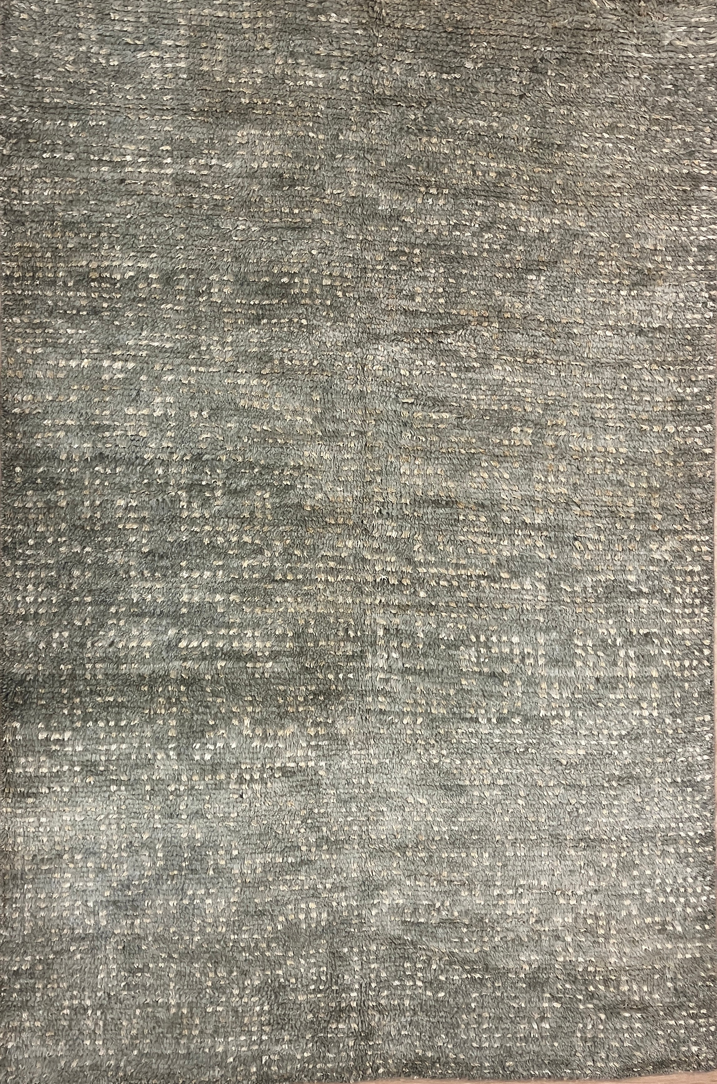 Moroccan Dots Wool Shag Rug - 5' 01" x 7' 10" - Green & Gold - Hand Knotted Wool Tribal Boho Rustic Shag Rug