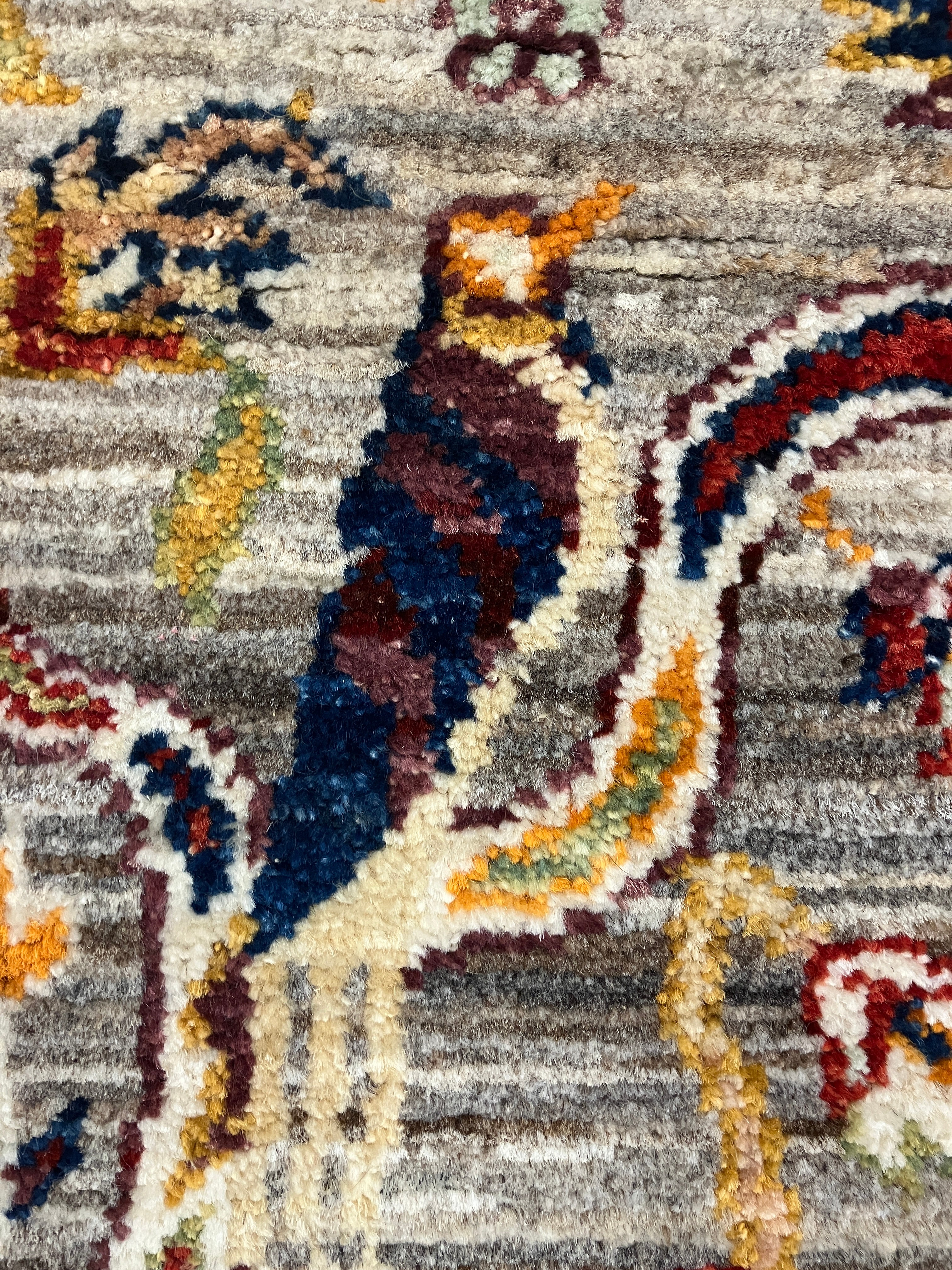 Ziegler Tree of Life Animal Scene - 3' 05" x 5' 00" - Grey with Multicolor Animal Garden Scene - Hand Knotted Classic Wool Rug