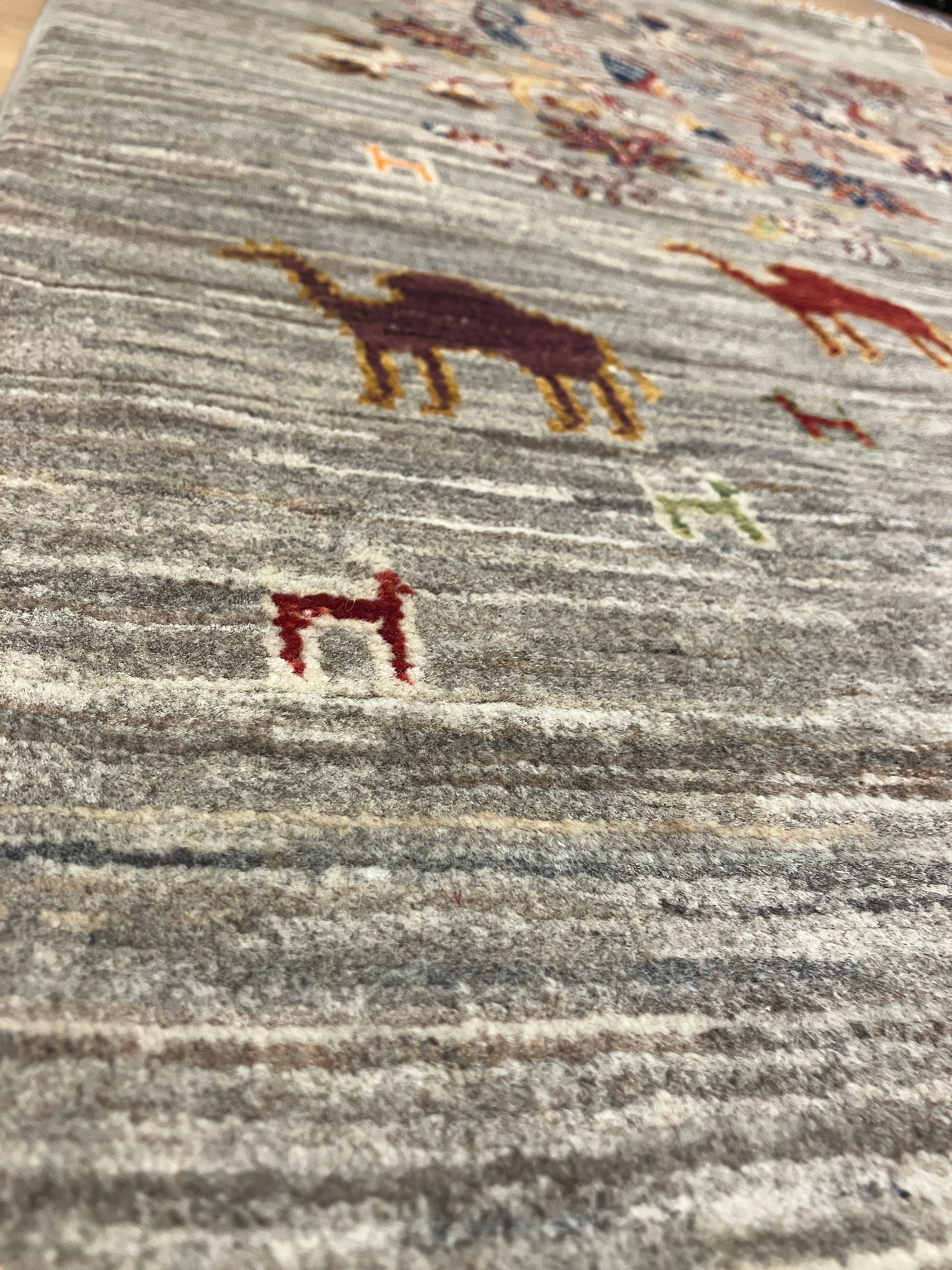 Ziegler Tree of Life Animal Scene - 3' 05" x 5' 00" - Grey with Multicolor Animal Garden Scene - Hand Knotted Classic Wool Rug
