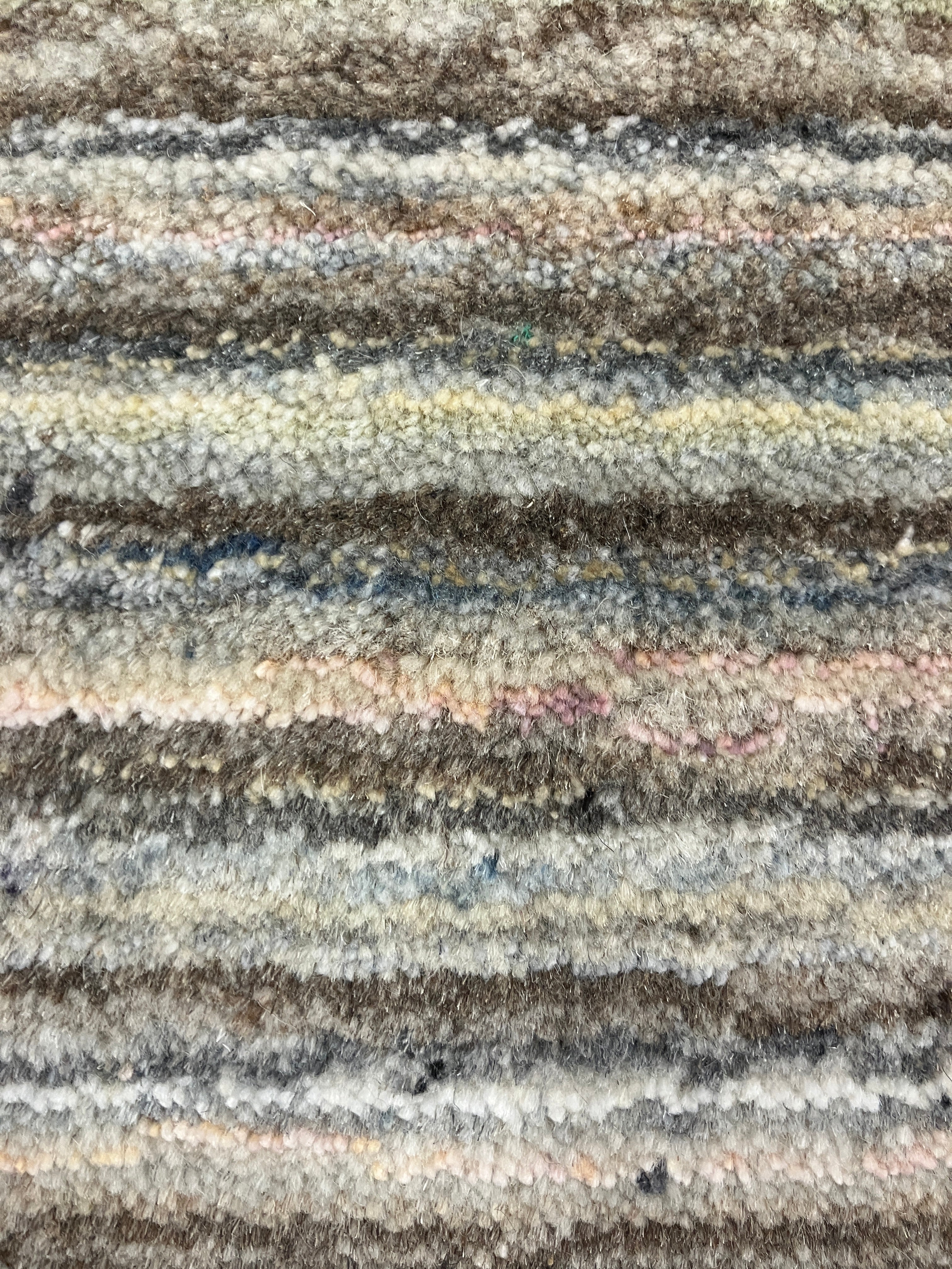 Gabbeh - 5' 00" x 7' 10" - Beige Earthy Multicolor Stripes - Hand Knotted Tribal Rustic Wool Rug