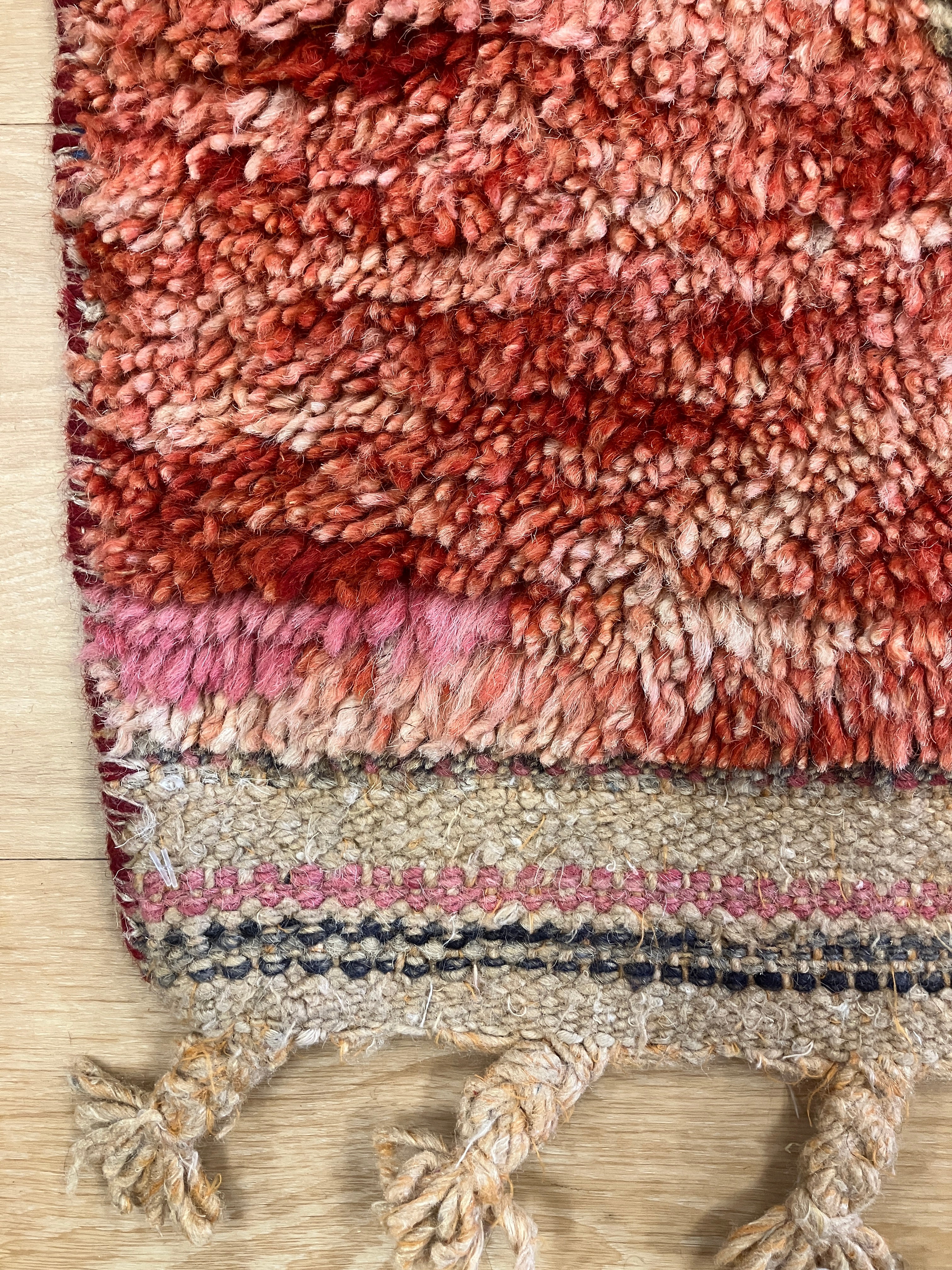 Moroccan Wool Shag Rug - 6' 00" x 9' 11" - Orange & Multicolor - Hand Knotted Wool Tribal Boho Rustic Shag Rug