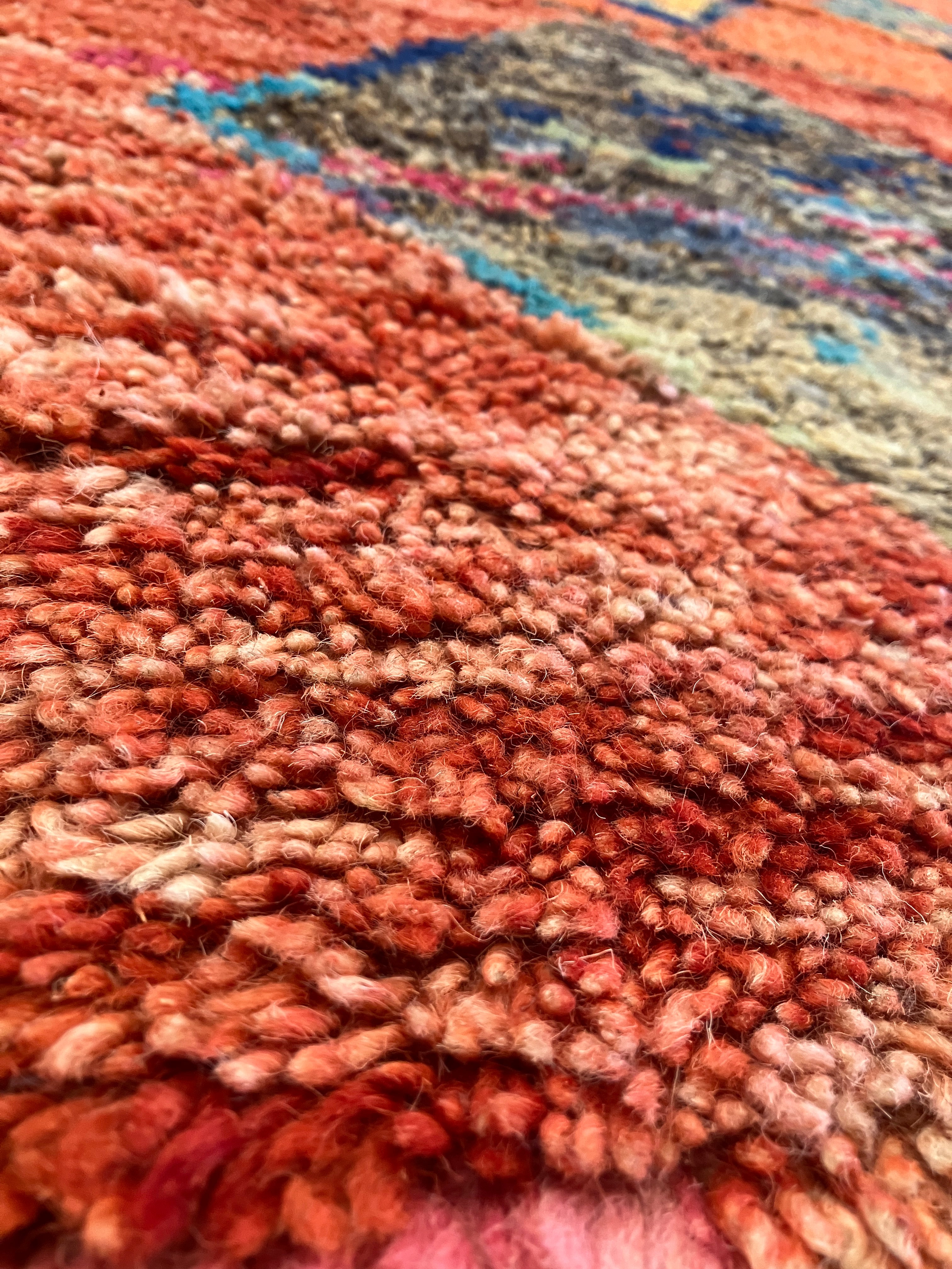 Moroccan Wool Shag Rug - 6' 00" x 9' 11" - Orange & Multicolor - Hand Knotted Wool Tribal Boho Rustic Shag Rug