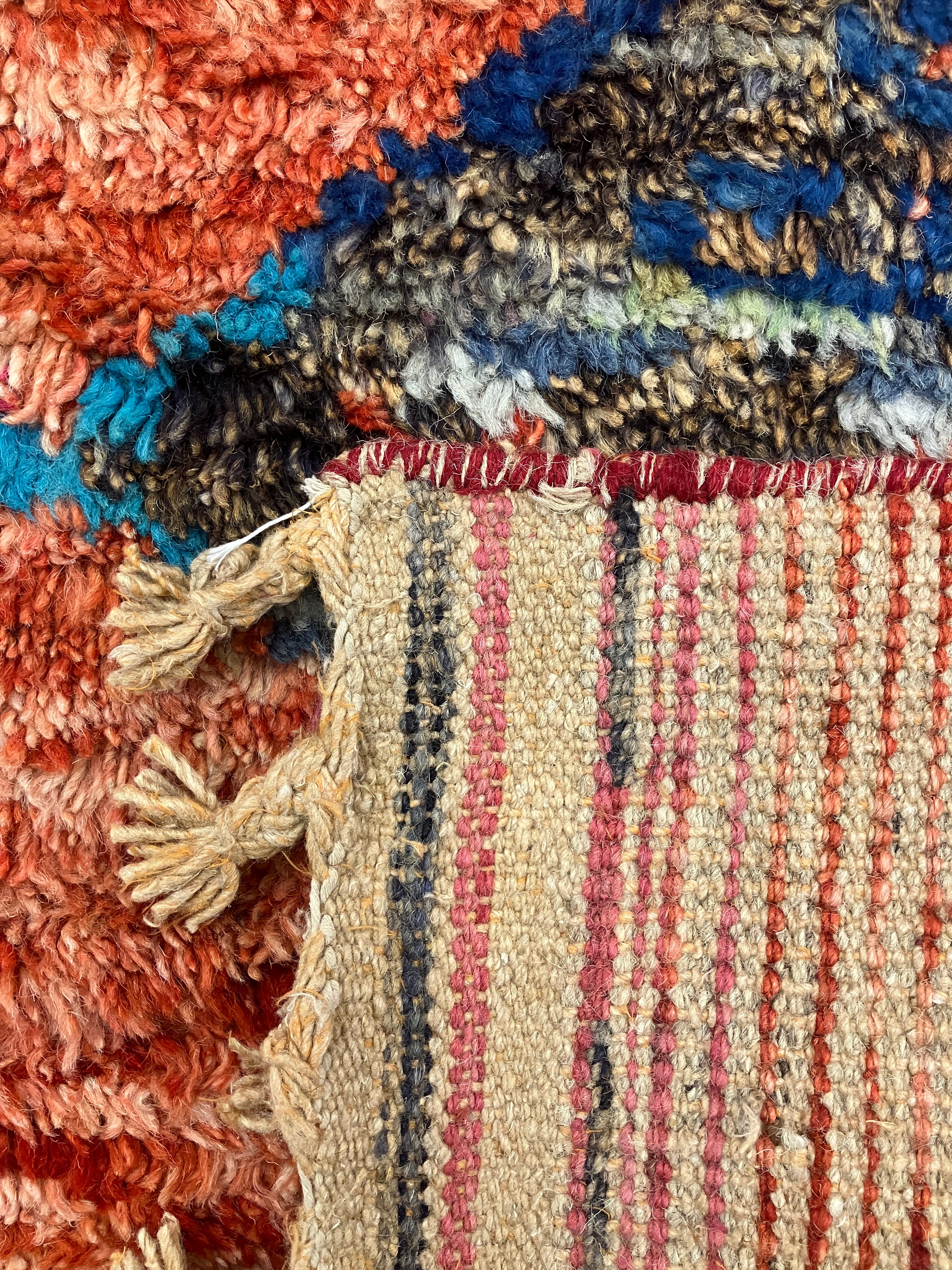 Moroccan Wool Shag Rug - 6' 00" x 9' 11" - Orange & Multicolor - Hand Knotted Wool Tribal Boho Rustic Shag Rug