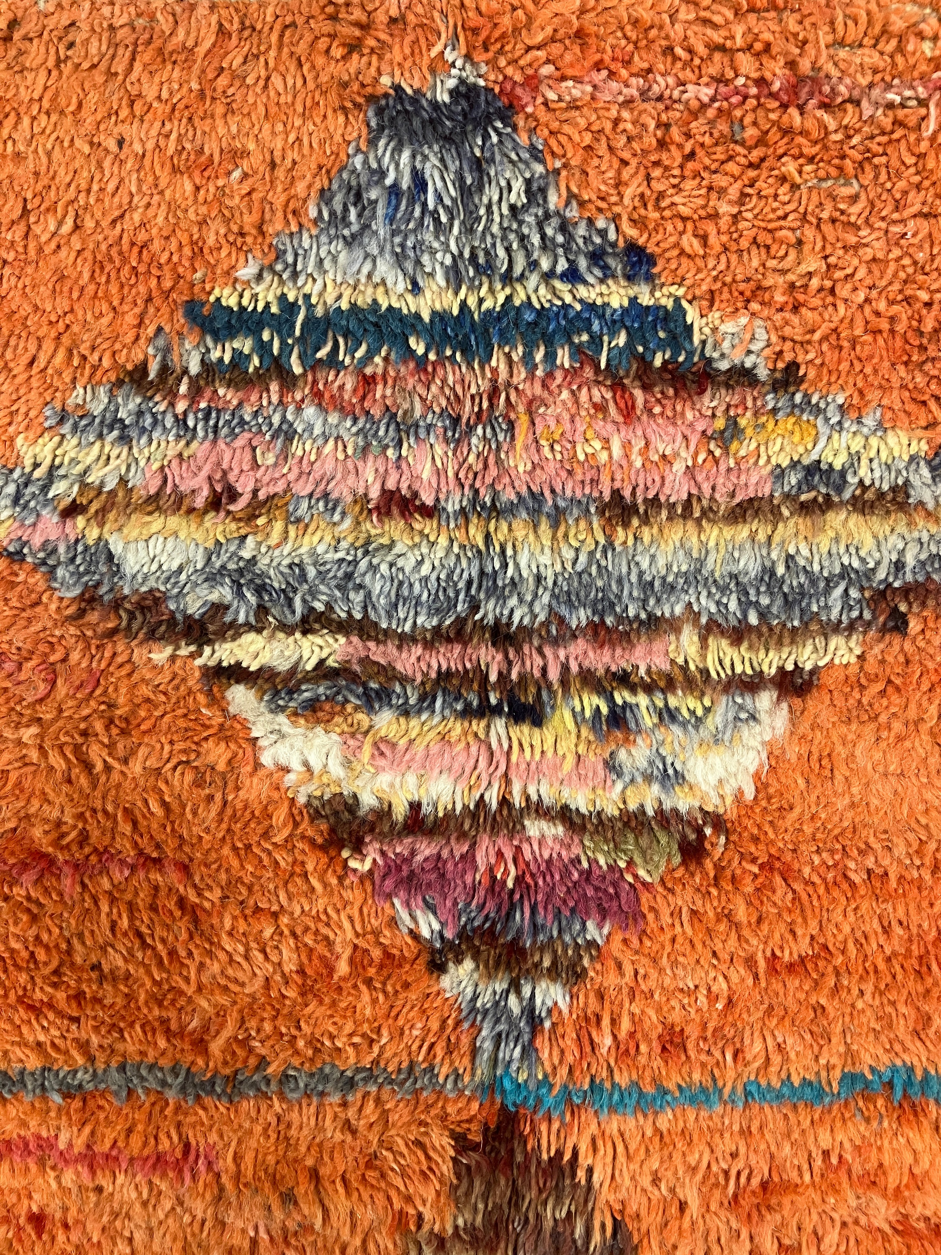 Moroccan Wool Shag Rug - 6' 00" x 9' 11" - Orange & Multicolor - Hand Knotted Wool Tribal Boho Rustic Shag Rug
