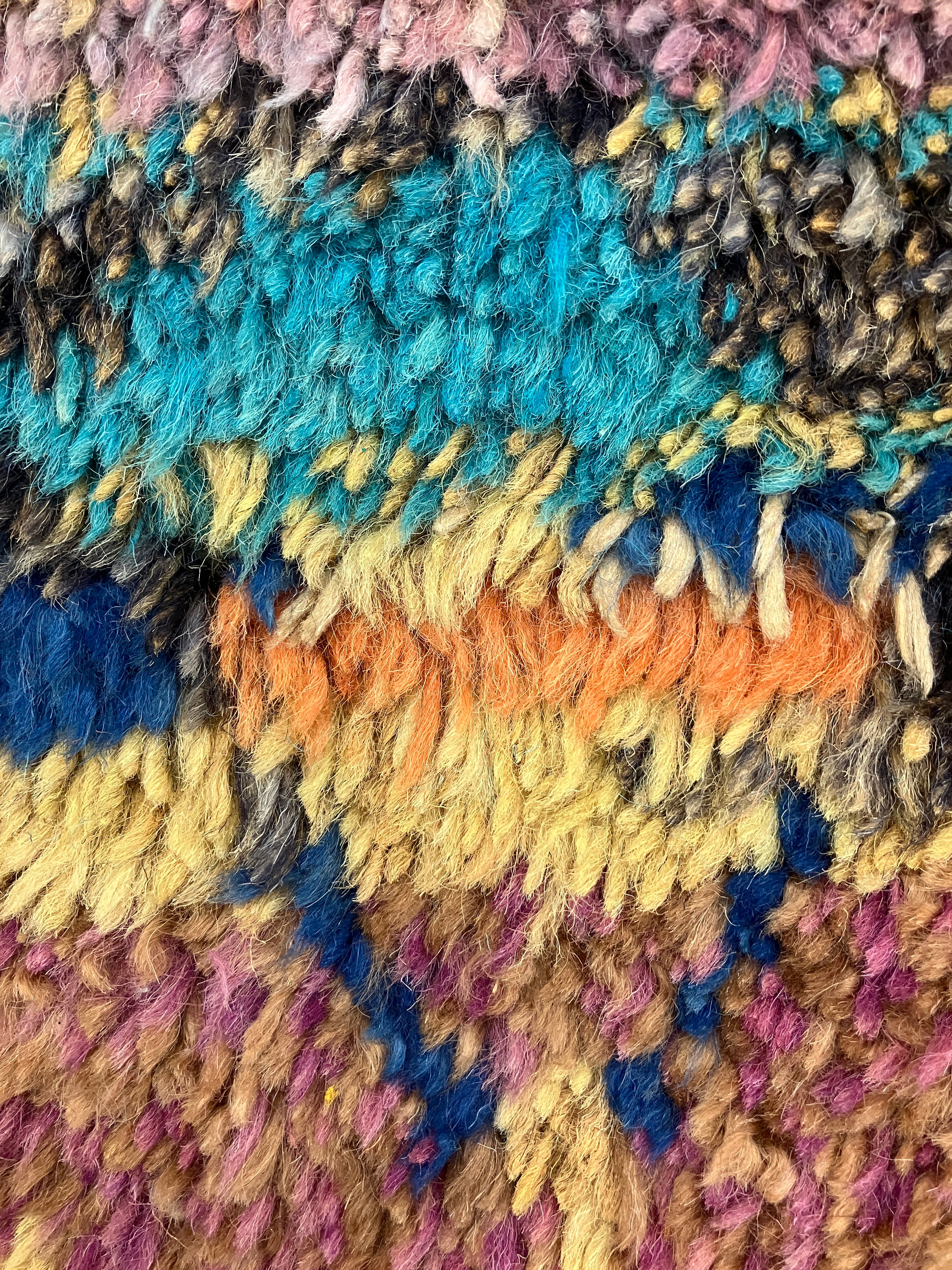 Moroccan Wool Shag Rug - 6' 00" x 9' 11" - Orange & Multicolor - Hand Knotted Wool Tribal Boho Rustic Shag Rug