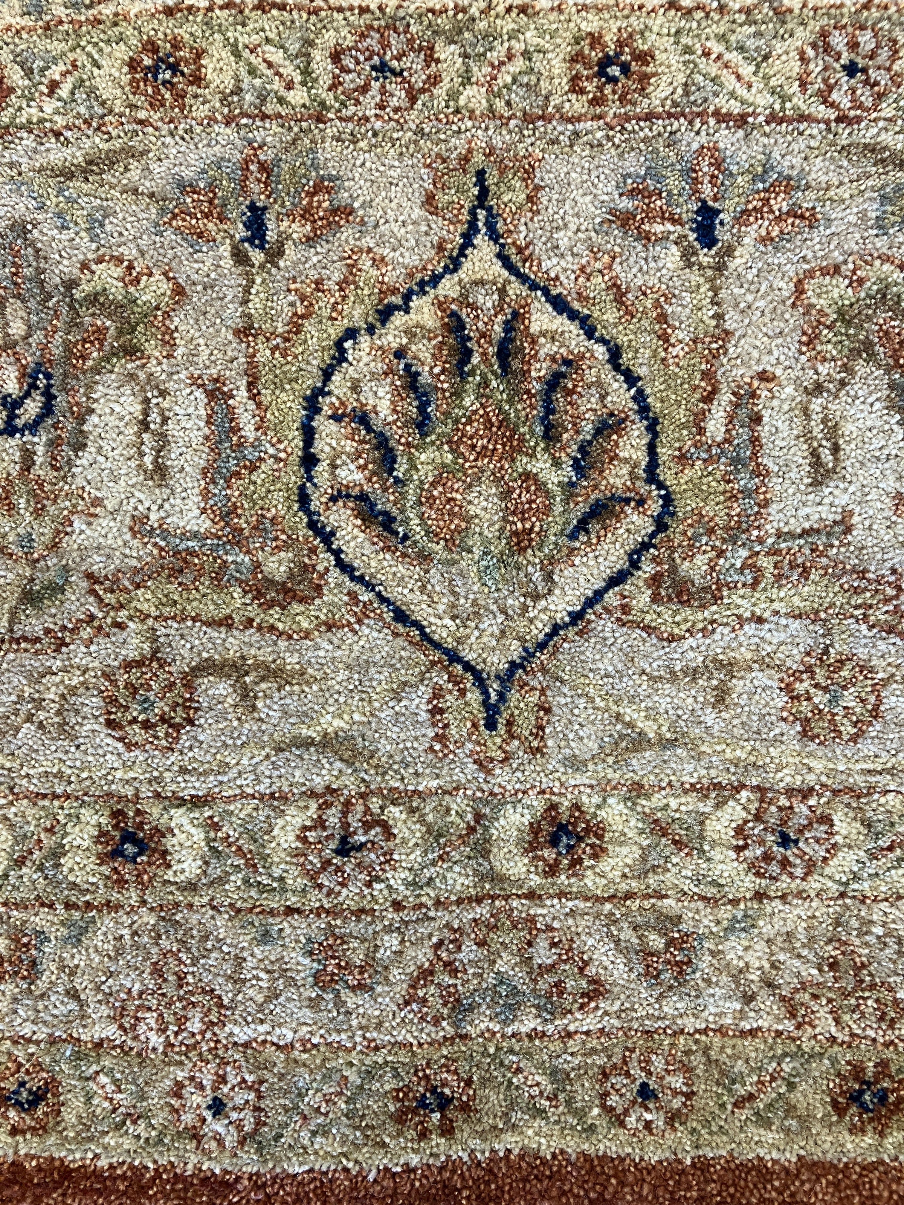 Persian Fine Tabriz Extra Large Area Rug - 11' 00" x 15' 10" - Earthy Orange, Sage & Beige / Brown - Hand Knotted Wool Classic Traditional Area Rug
