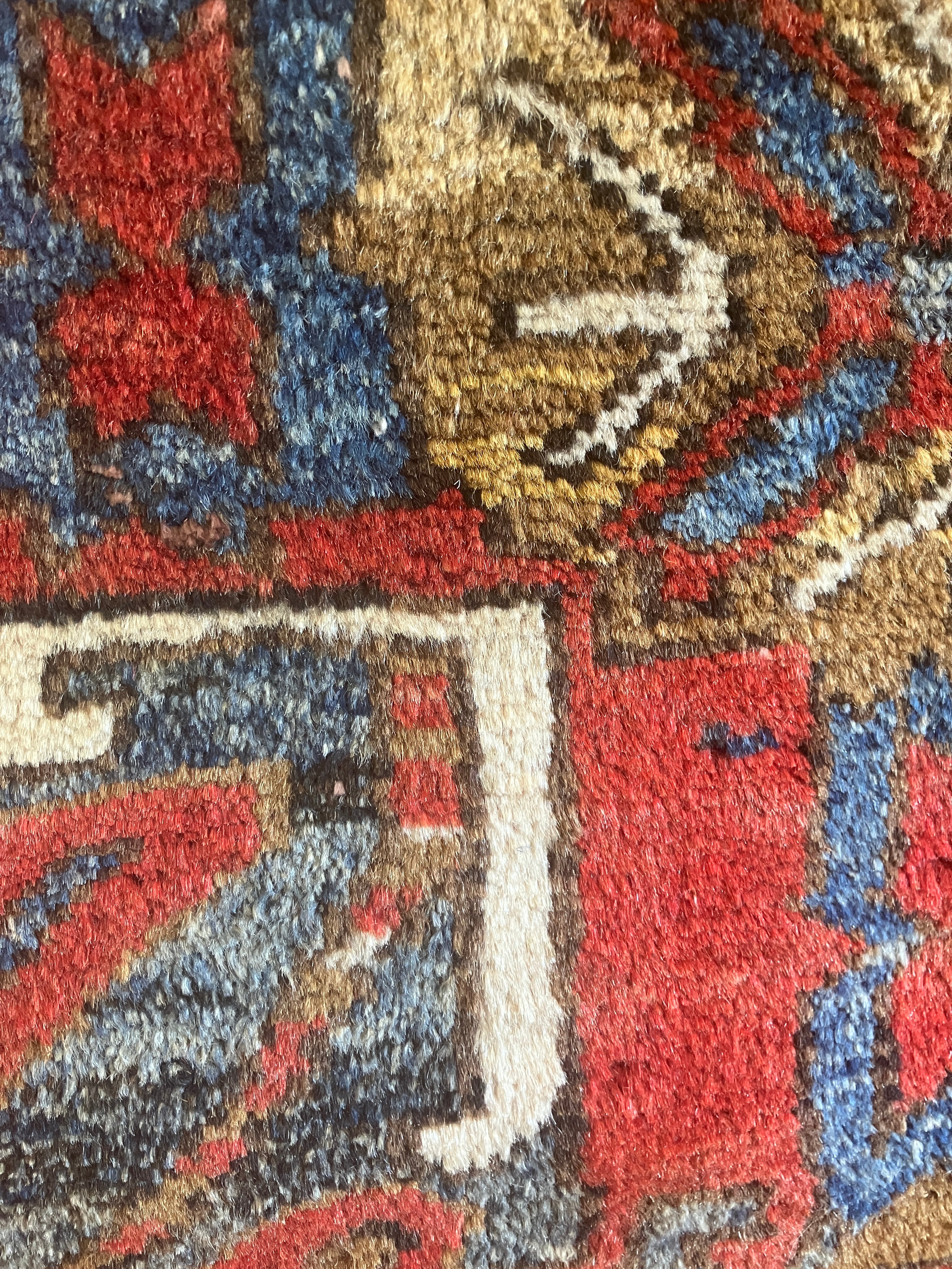 Vintage Persian Heriz - 3' 06" x 9' 05" - Red, Ivory & Red - 40-50 Year Old Hand Knotted Tribal Rustic Classic Wool Rug