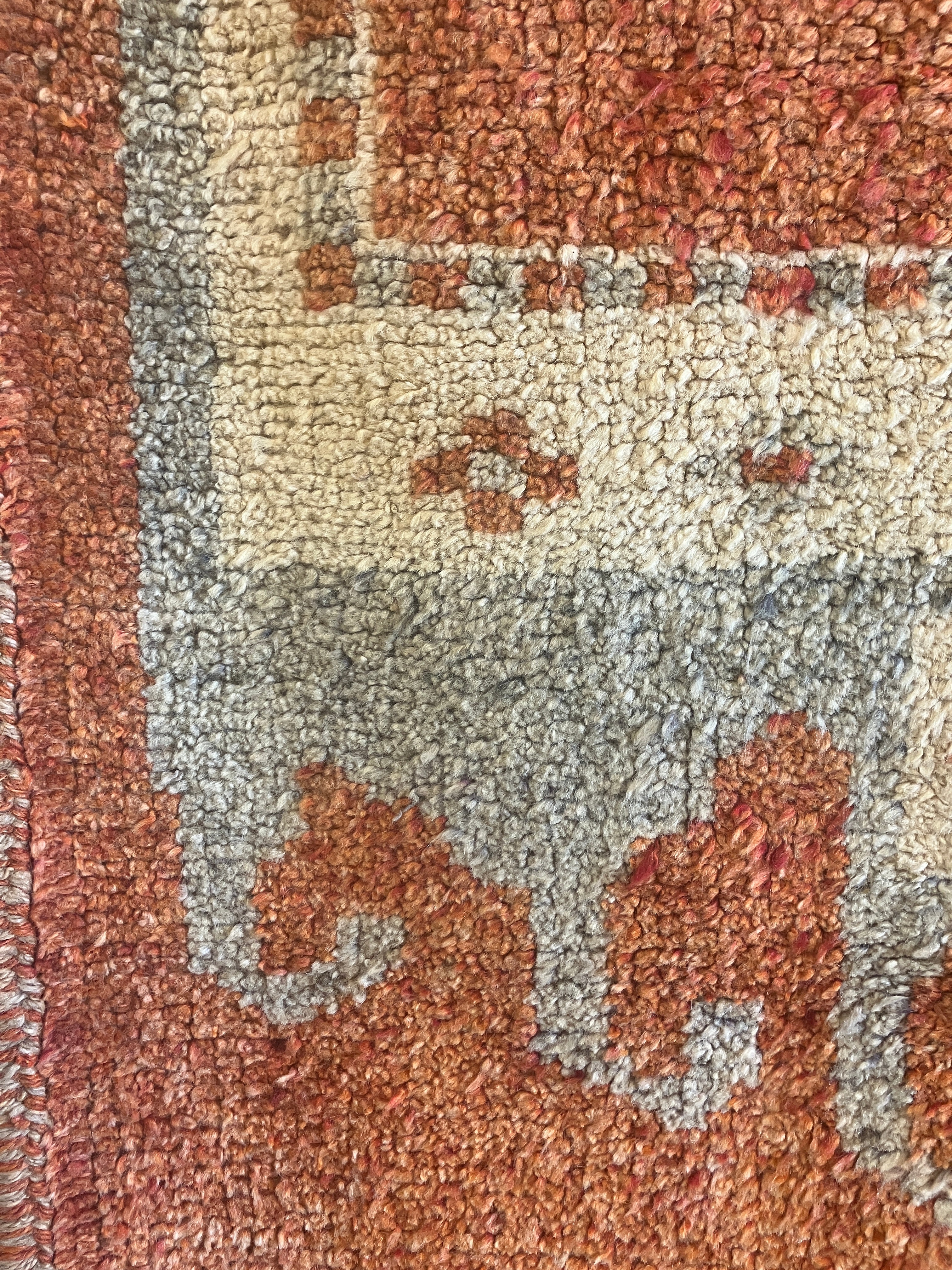 Vintage Turkish Oushak - 3' 03" x 9' 04" - Orange, Grey & Ivory - 30-35 Year Old Hand Knotted Tribal Rustic Classic Wool Rug