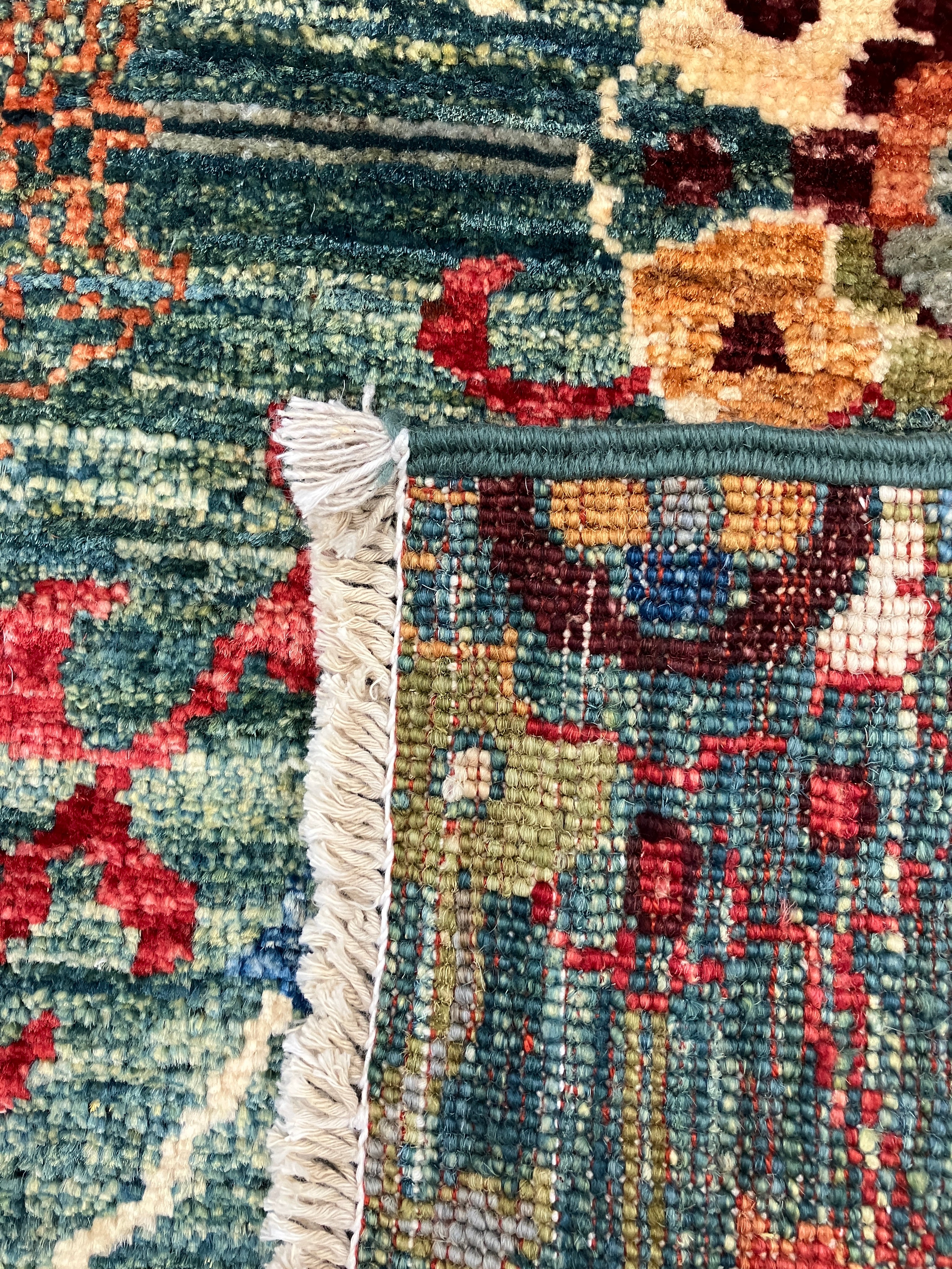 Hand Knotted Fine Waziri Rug - 5' 09" x 7' 11" - Green Multicolor - Hand Knotted Classic Wool Rug