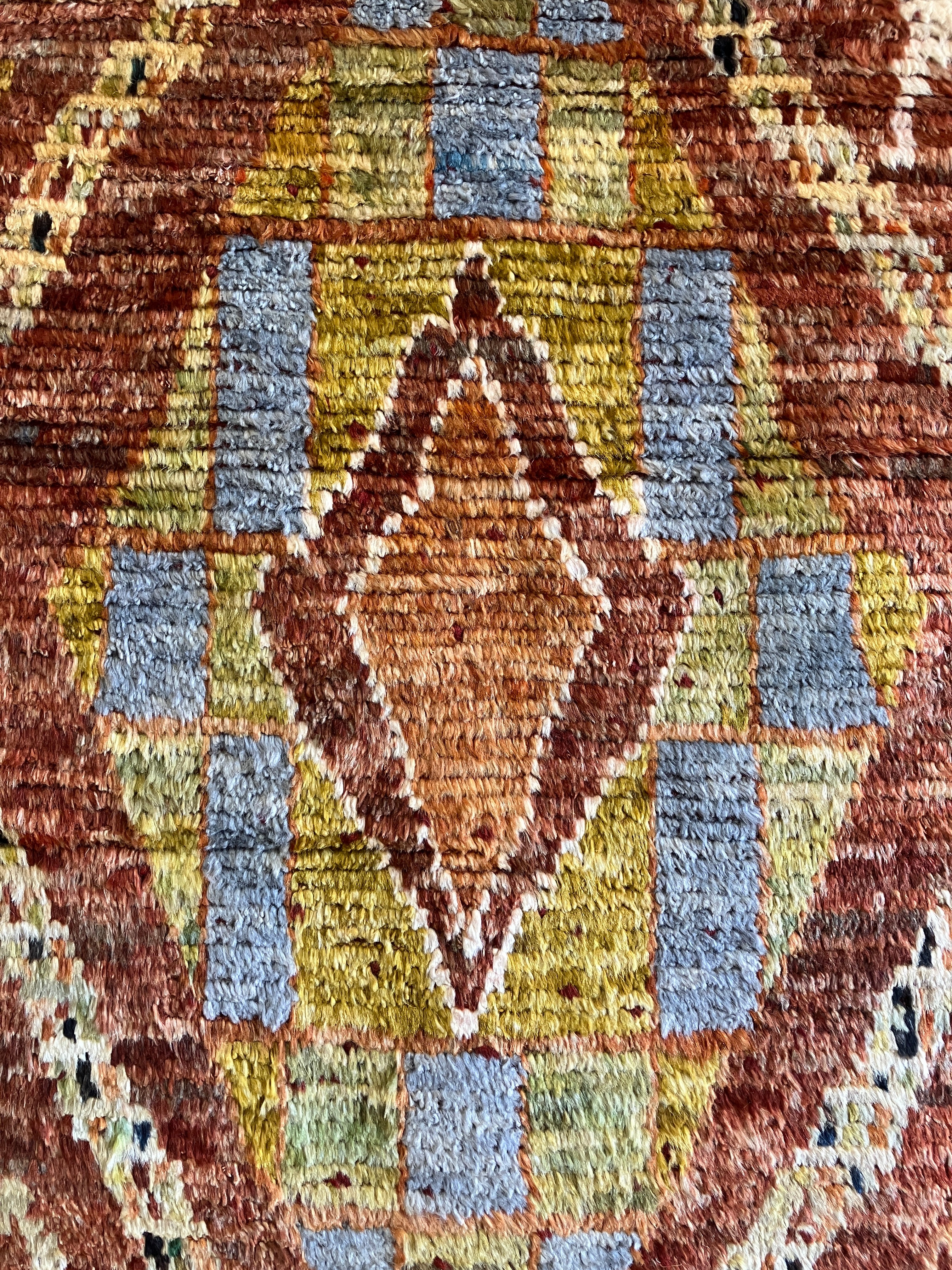 Moroccan Hand Knotted Tribal Rug - 6' 08" x 9' 09" - Earthy Orange & Multicolor - Shag Berber Tribal Rustic Boho Wool Rug