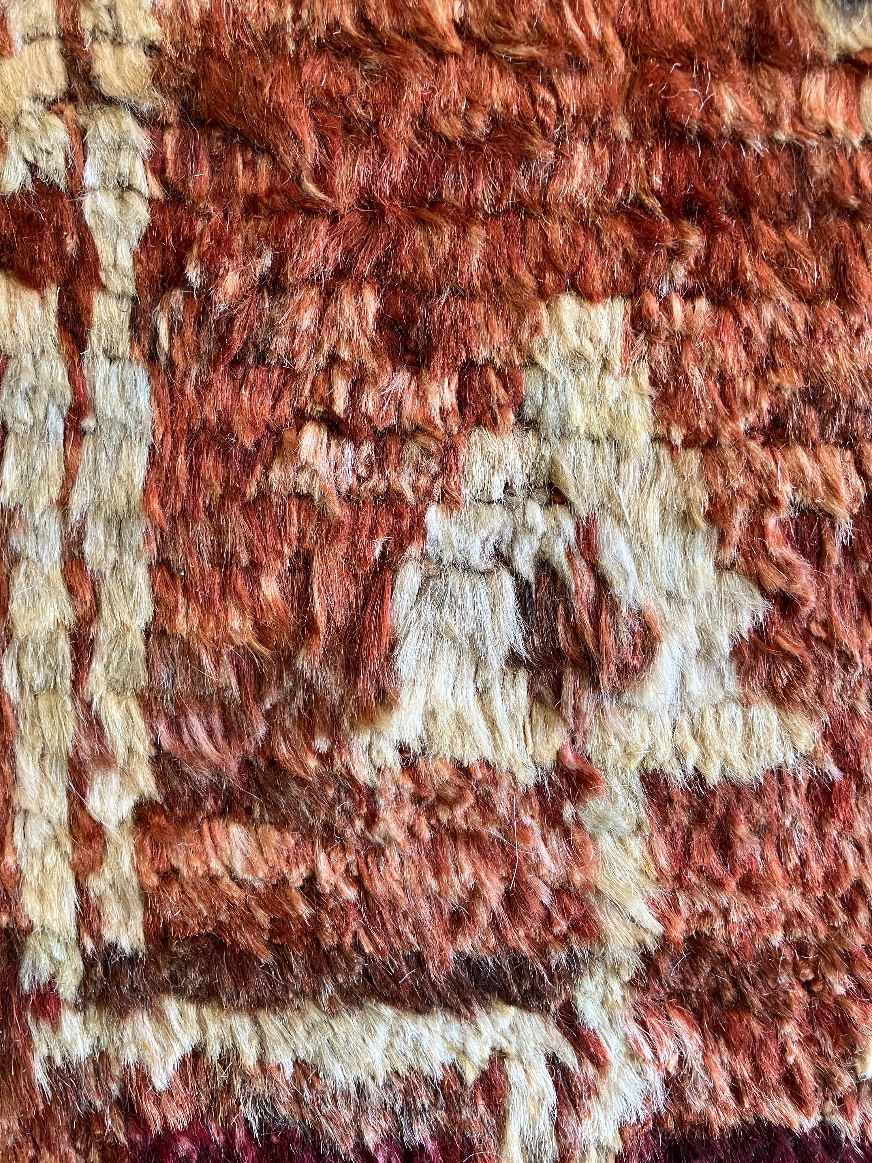 Moroccan Hand Knotted Tribal Rug - 6' 08" x 9' 09" - Earthy Orange & Multicolor - Shag Berber Tribal Rustic Boho Wool Rug