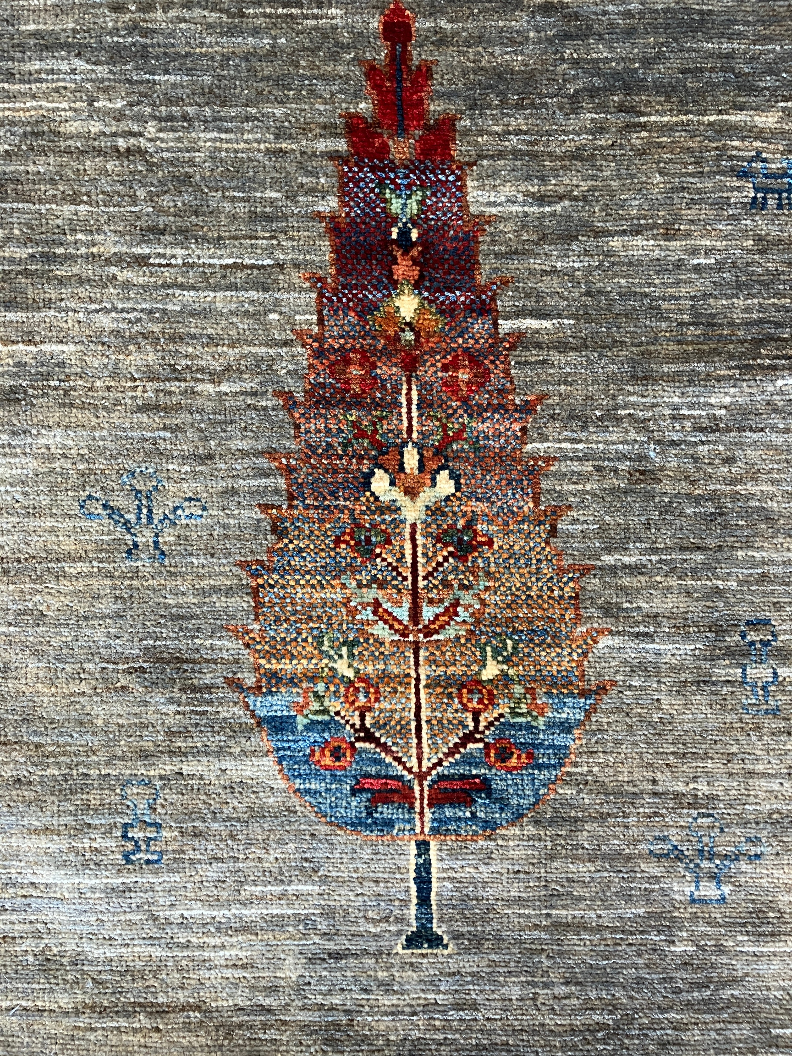 Fine Hand Knotted Gabbeh - 2' 07" x 9' 11" -  Blue & Grey - Tribal Rustic Boho Tree of Life Wool Runner