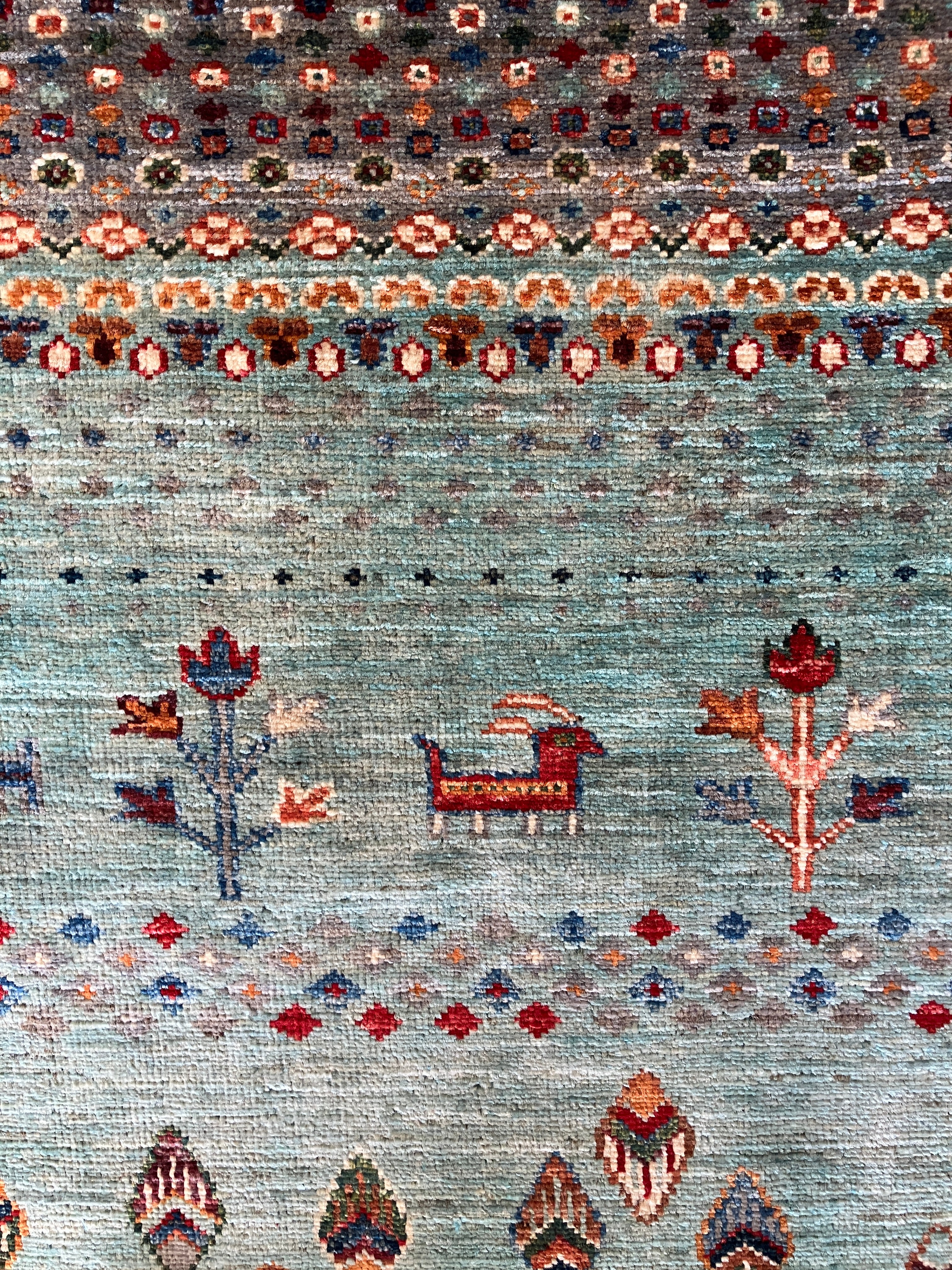 Fine Hand Knotted Gabbeh - 2' 07" x 9' 11" -  Blue & Grey - Tribal Rustic Boho Tree of Life Wool Runner