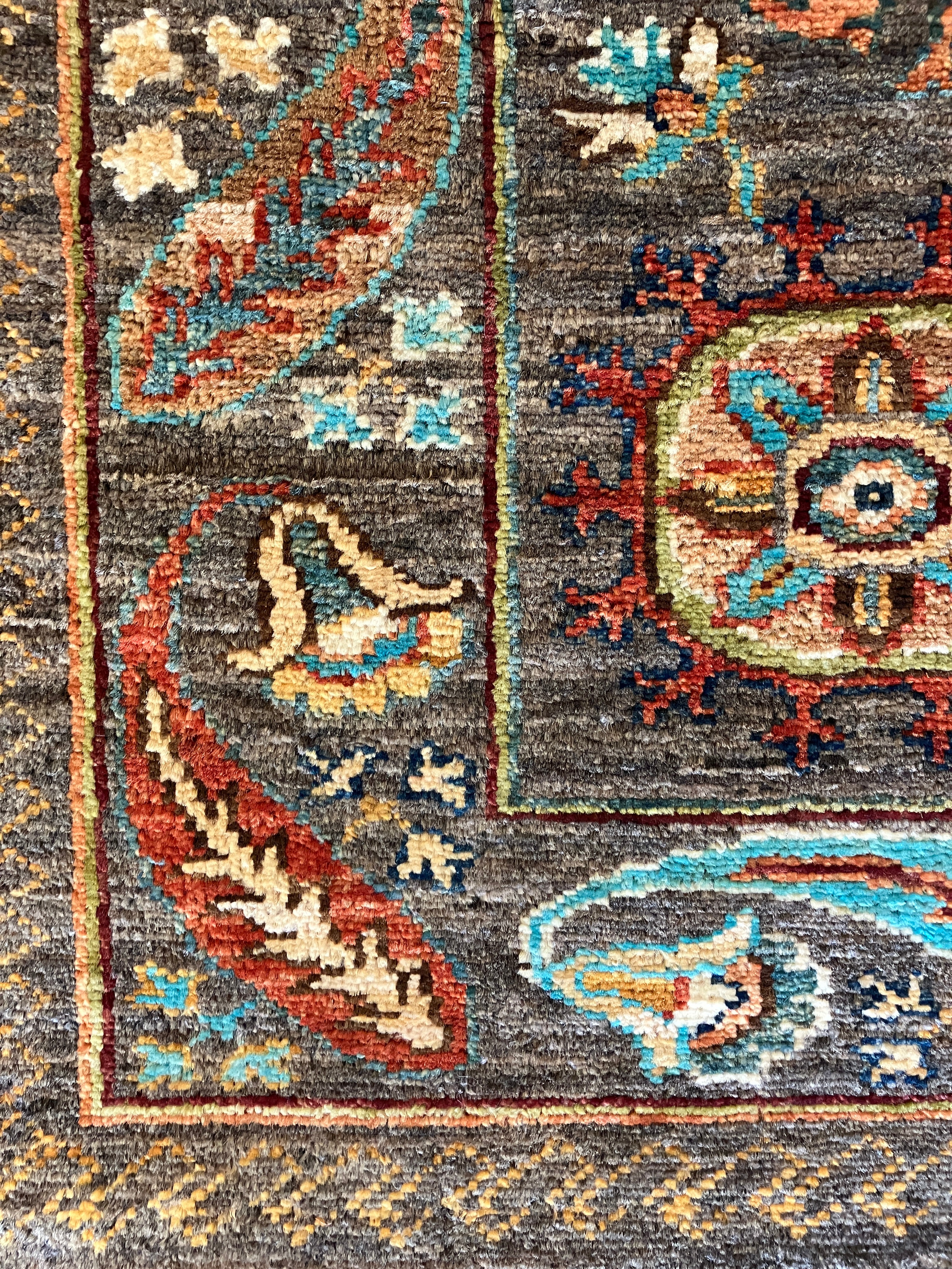 Fine Hand Knotted Suzani - 2' 08" x 9' 07" - Grey Multicolor - Tribal Rustic Boho Classic Wool Runner