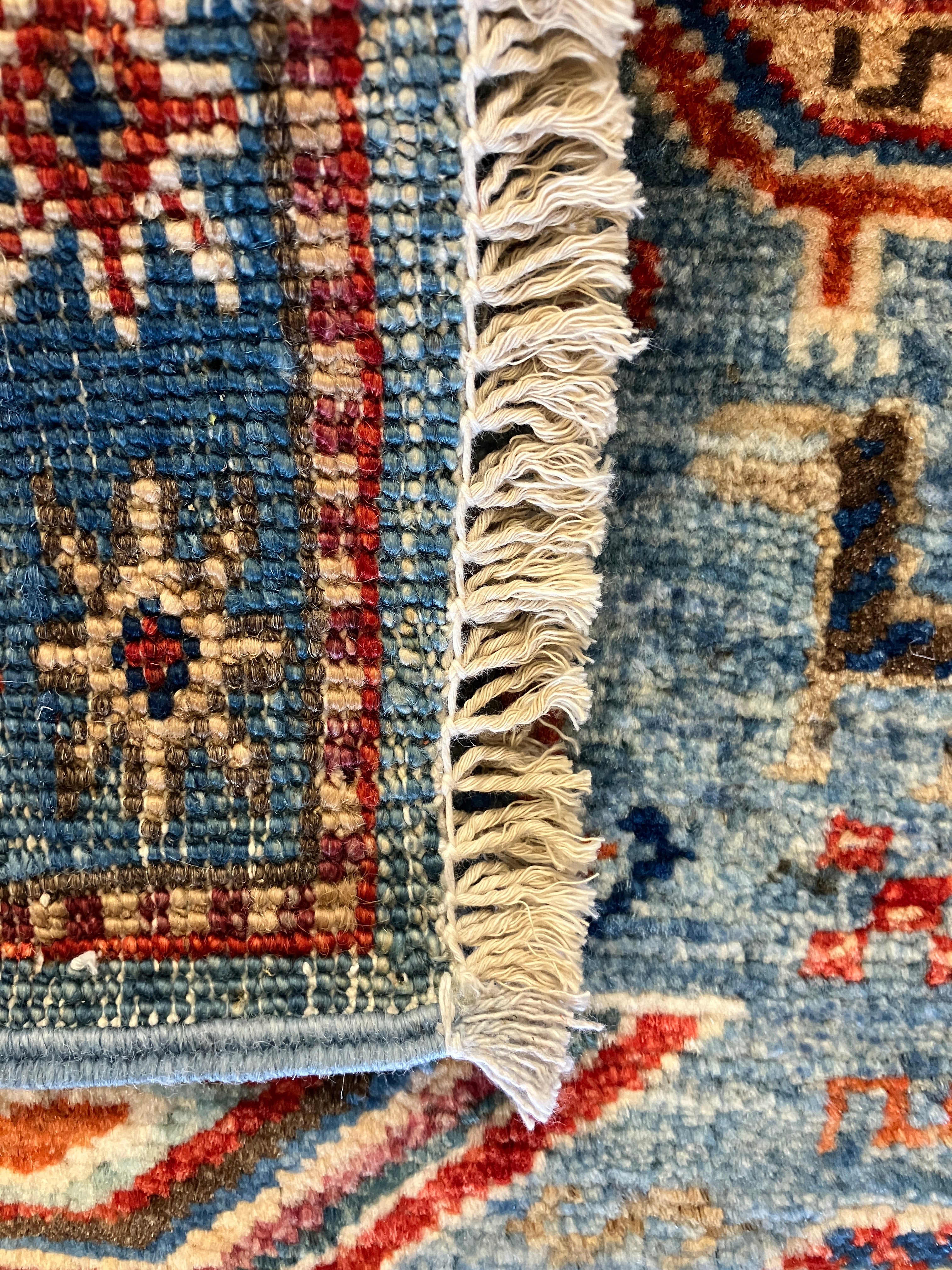 Fine Hand Knotted Gabbeh - 2' 11" x 9' 10" -  Blue Lamas - Tribal Rustic Boho Wool Runner