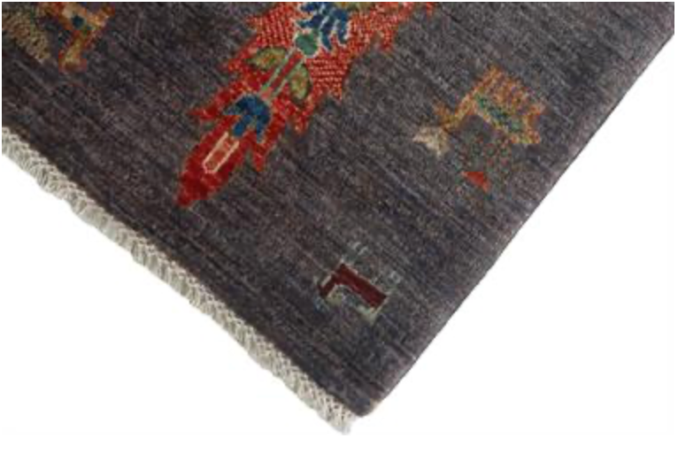 Nomad Collection - Gabbeh - 5' 10" x 8' 00" - Blue Nomad Trees & Garden Scene - Hand Knotted Rug