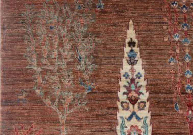 Nomad Collection - Gabbeh - 6' 9" x 9' 9" - Brown Nomad Trees & Garden Scene - Hand Knotted Rug