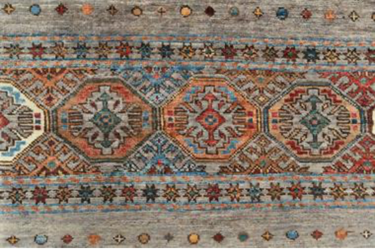 Nomad Collection - Gabbeh - 2' 11" x 8' 2" - Grey Nomad Tribal Pattern - Hand Knotted Runner