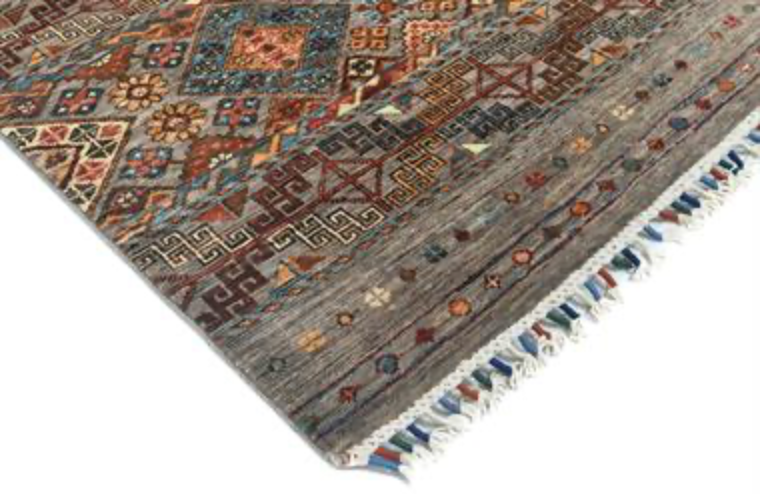 Nomad Collection - Gabbeh - 2' 11" x 8' 2" - Grey Nomad Tribal Pattern - Hand Knotted Runner
