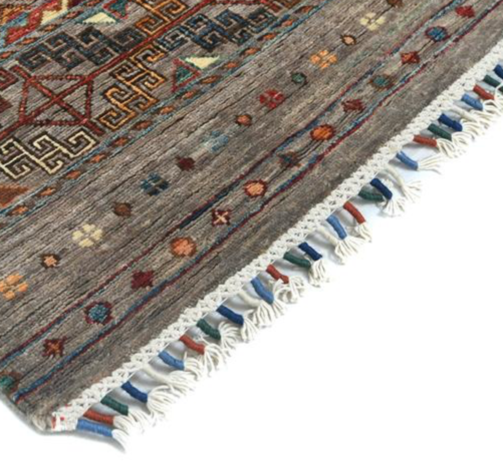Nomad Collection - Gabbeh - 2' 11" x 8' 2" - Grey Nomad Tribal Pattern - Hand Knotted Runner