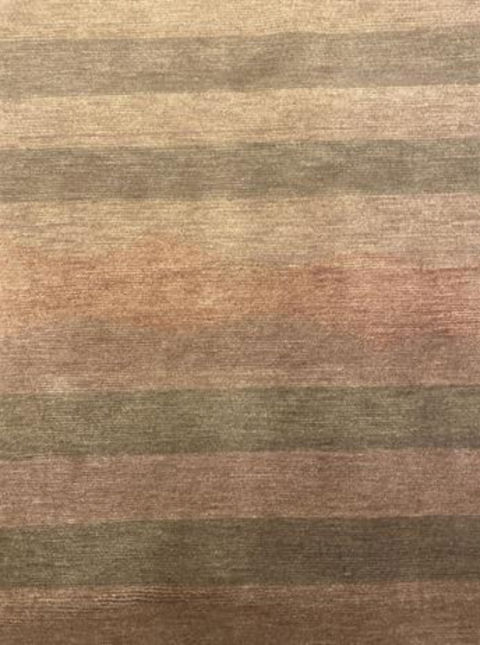 Tibetano Collection - Contemporary Modern - 7' 7" x 10' 8" - Olive Green - Wool & Silk Area Rug - Nepal Tibet