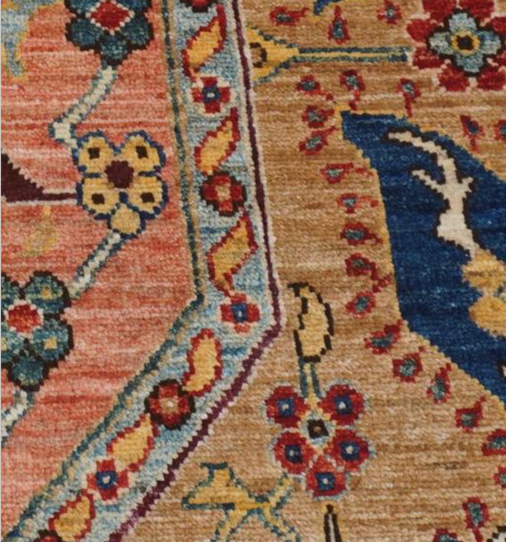 Nomad Collection - 9' x 11' 8" - Wool Hand Knotted Area Rug in Red, Blue & Beige