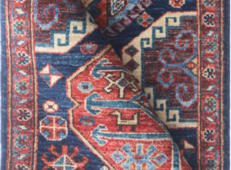 Nomad Collection - 2' 6" x 14' 8" - Dark Blue & Red  - Wool Hand Knotted Runner