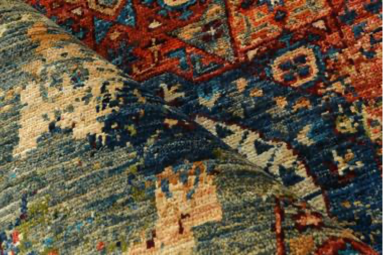 Nomad Collection - 4' 10" x 7' 02" - Blue & Red - Nomad Tribal Style - Hand Knotted Wool Rug