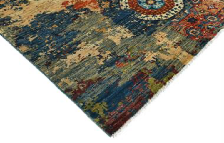 Nomad Collection - 4' 10" x 7' 02" - Blue & Red - Nomad Tribal Style - Hand Knotted Wool Rug