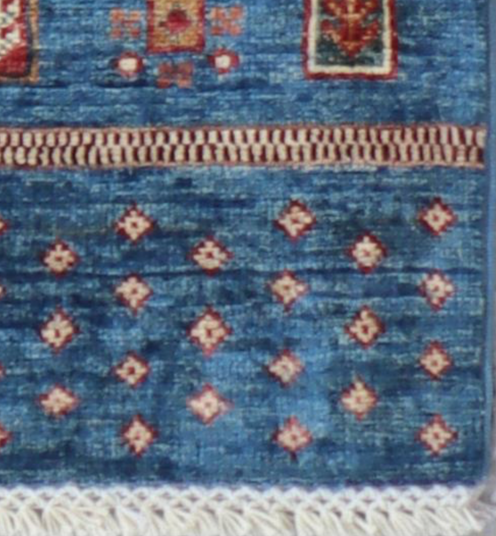 Nomad Collection - Gabbeh - 5' x 7' - Blue - Nomad Tribal Style - Hand Knotted Wool Area Rug