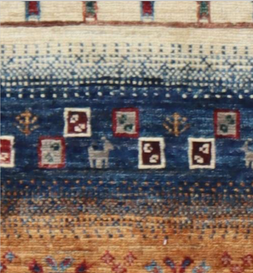 Nomad Collection - Gabbeh - 5' x 7' - Blue - Nomad Tribal Style - Hand Knotted Wool Area Rug