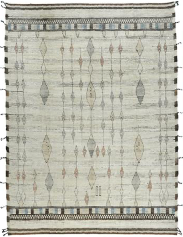Marrakesh Collection - 8'x10' & 9'x12' - Ivory Beige - Tribal Style - Hand Knotted Wool Area Rug