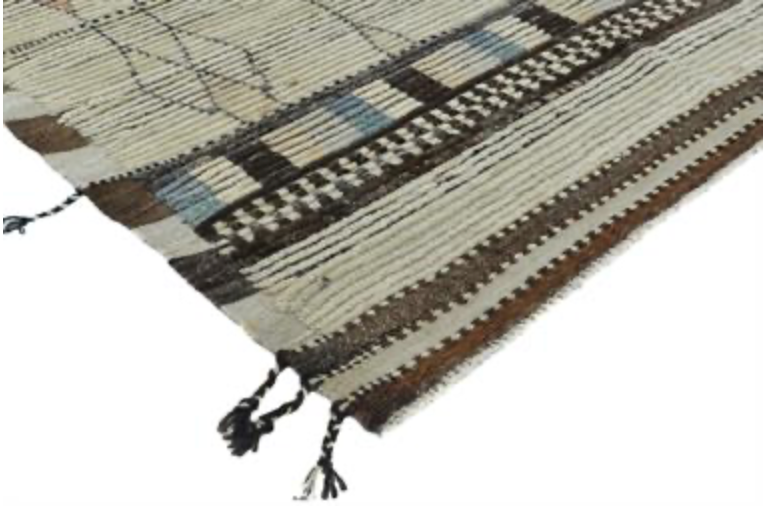 Marrakesh Collection - 8'x10' & 9'x12' - Ivory Beige - Tribal Style - Hand Knotted Wool Area Rug