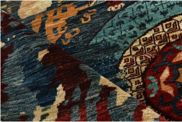 Nomad Collection - 9' 00" x 11' 08" - Red, Blue & Beige - Nomad Tribal Style - Hand Knotted Wool Area Rug
