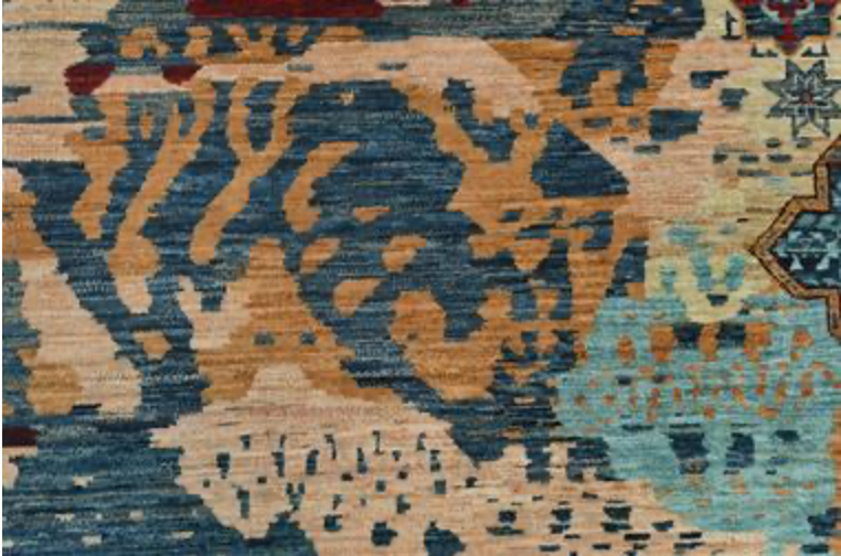 Nomad Collection - 9' 00" x 11' 08" - Red, Blue & Beige - Nomad Tribal Style - Hand Knotted Wool Area Rug
