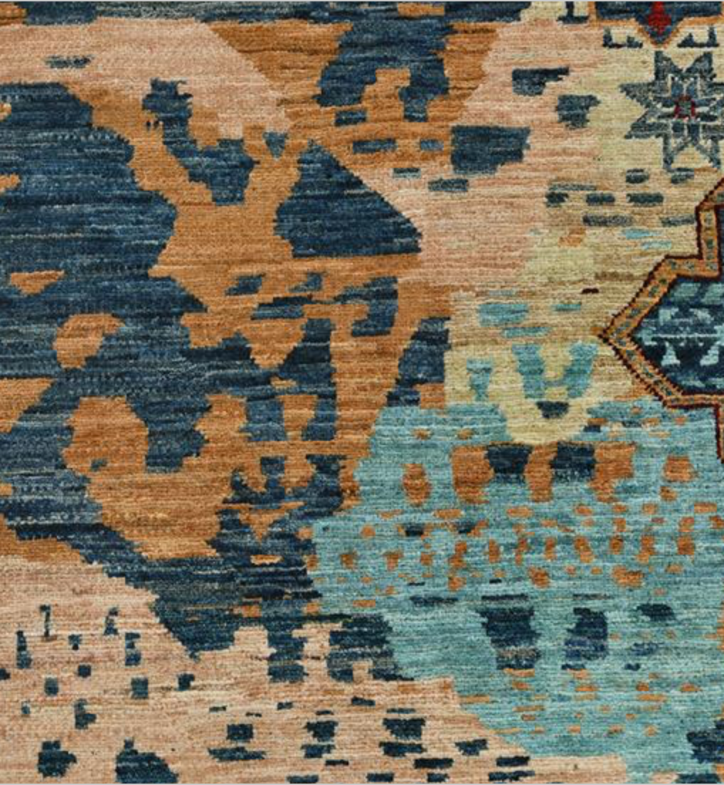 Nomad Collection - 9' 00" x 11' 08" - Red, Blue & Beige - Nomad Tribal Style - Hand Knotted Wool Area Rug