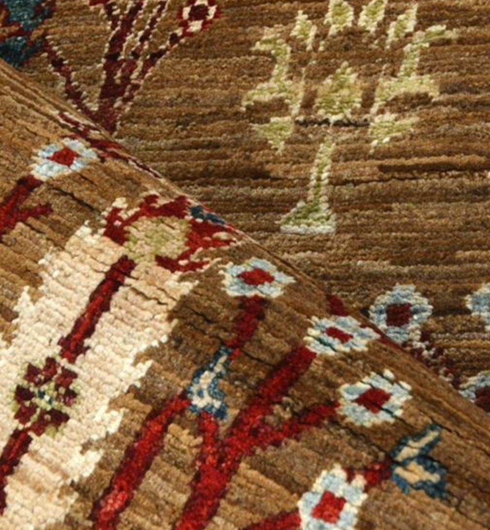 Nomad Collection - Gabbeh - 2' 05" x 11' 00" Runner - Brown With Trees - Hand Knotted Wool Runner