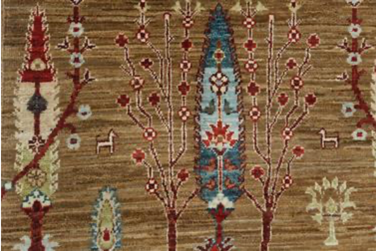 Nomad Collection - Gabbeh - 2' 05" x 11' 00" Runner - Brown With Trees - Hand Knotted Wool Runner