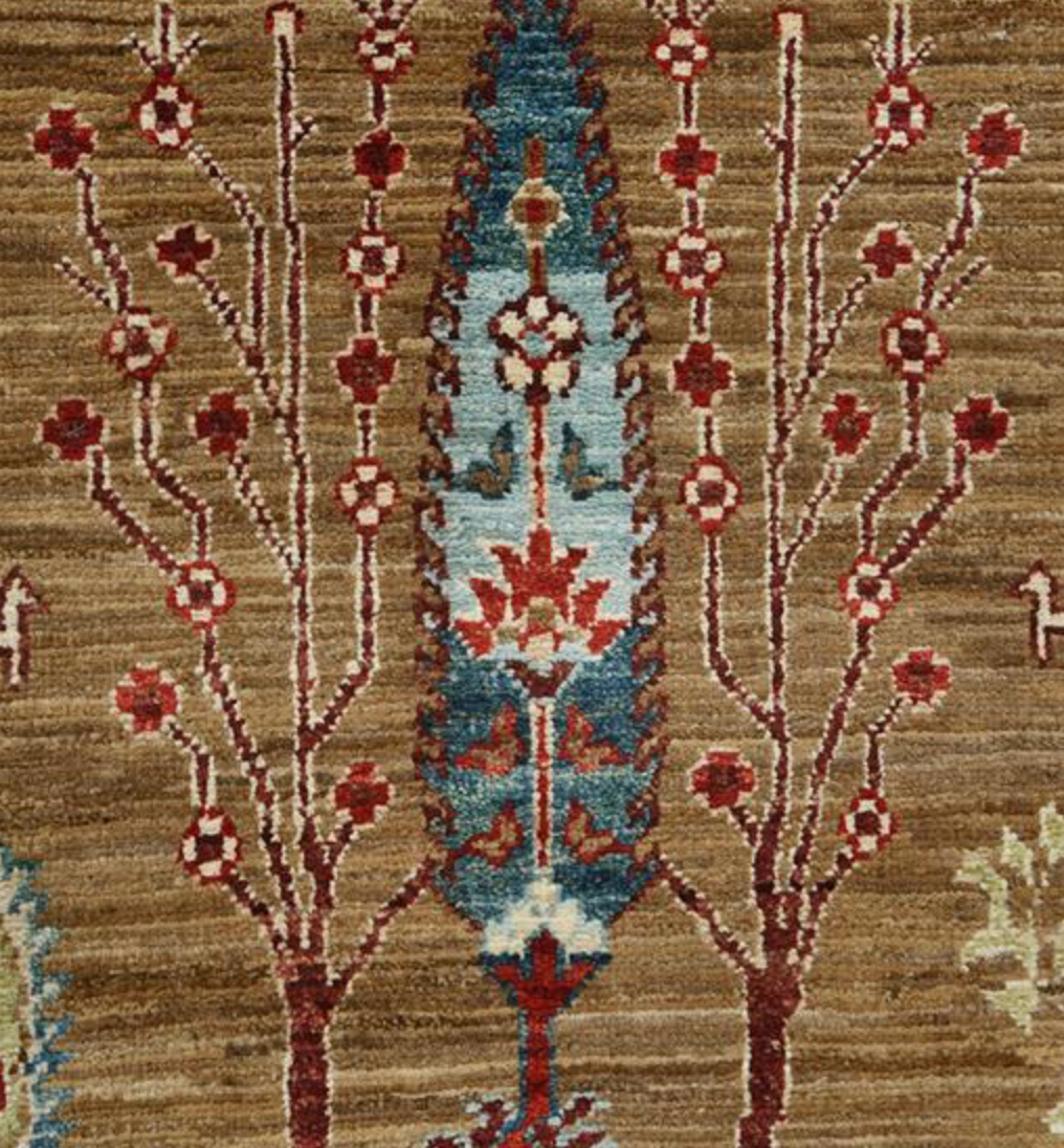 Nomad Collection - Gabbeh - 2' 05" x 11' 00" Runner - Brown With Trees - Hand Knotted Wool Runner